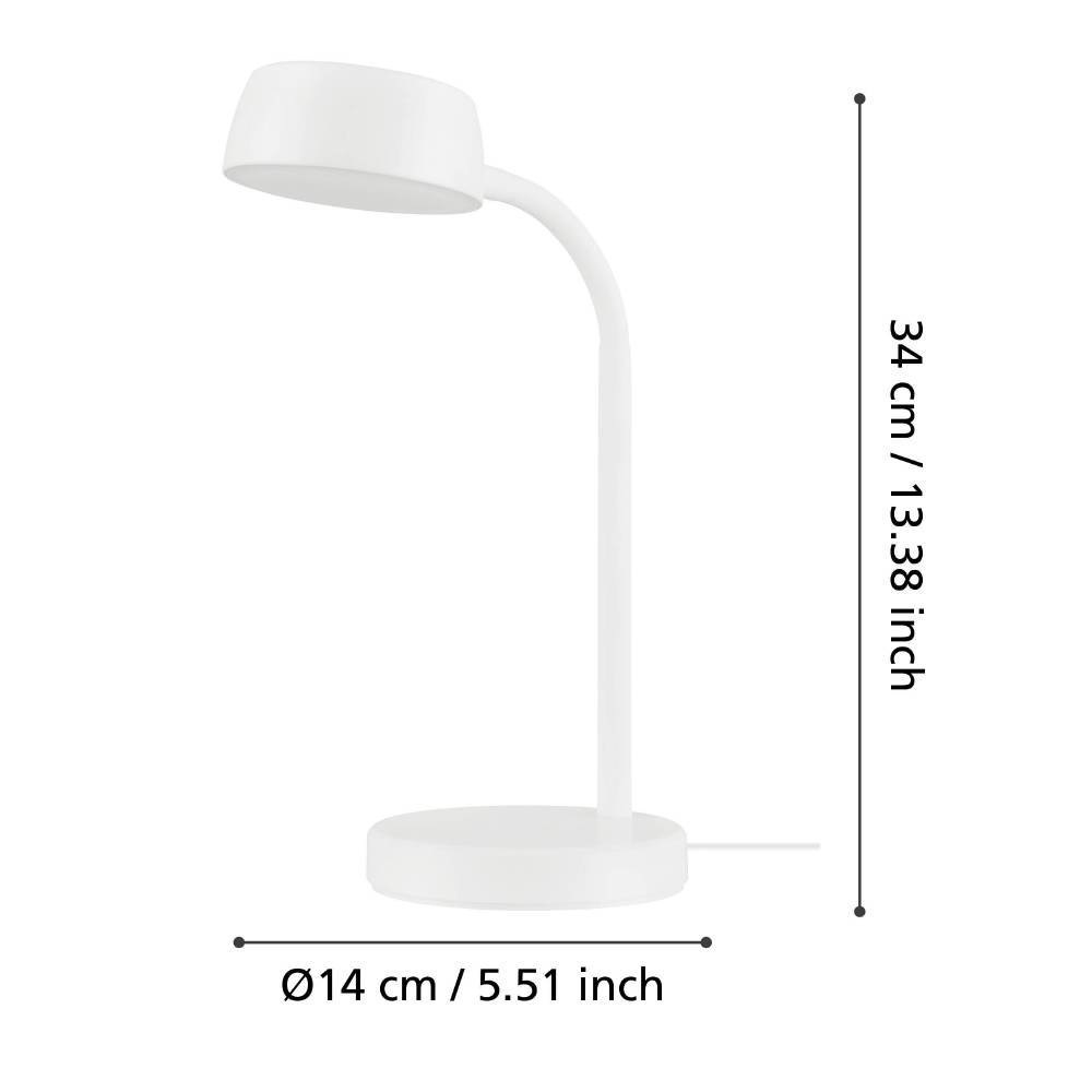 EGLO Tischleuchte »CABALES«, Leuchtmittel LED-Modul | LED fest integriert, Tischleuchte, Nachttischlampe, Kunststoff in Weiß, mit Wipp-Schalter