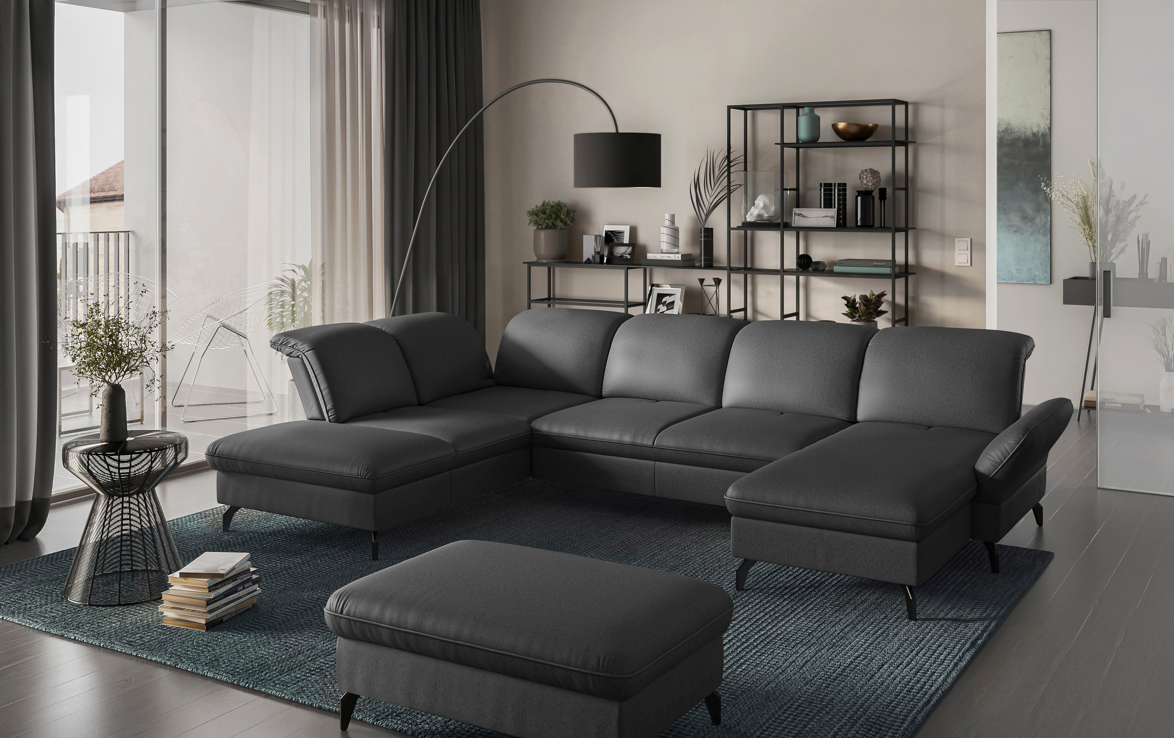 sit&more Wohnlandschaft »Leandro U-Form« Wahlweise mit Bett-, Kopfteil - un günstig online kaufen