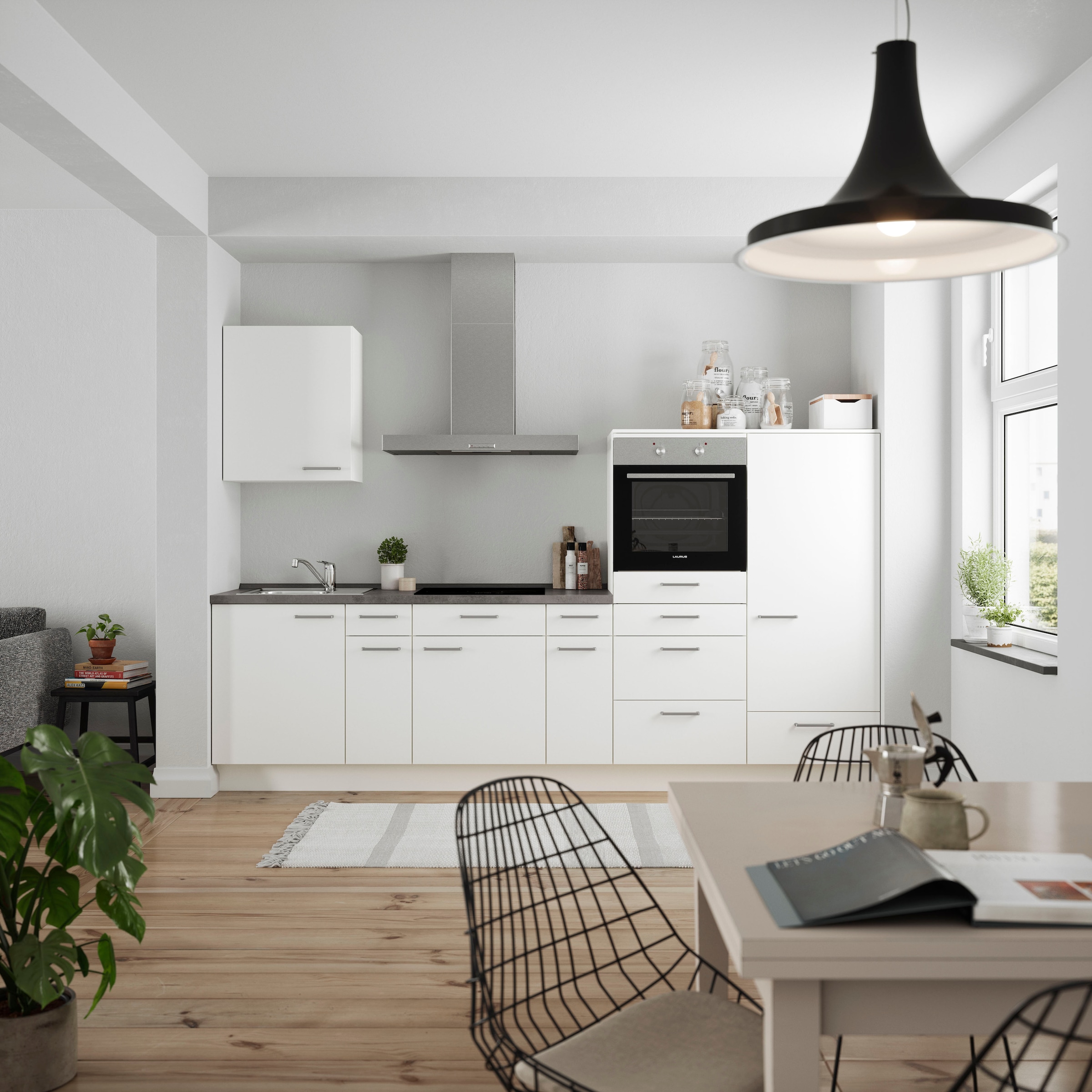 nobilia® Küchenzeile »"Touch I", NEU: individuell anpassbar mit gratis Profi-Beratung« vormontiert, Breite 300 cm, Ausrichtung wählbar, wahlw. mit E-Geräten