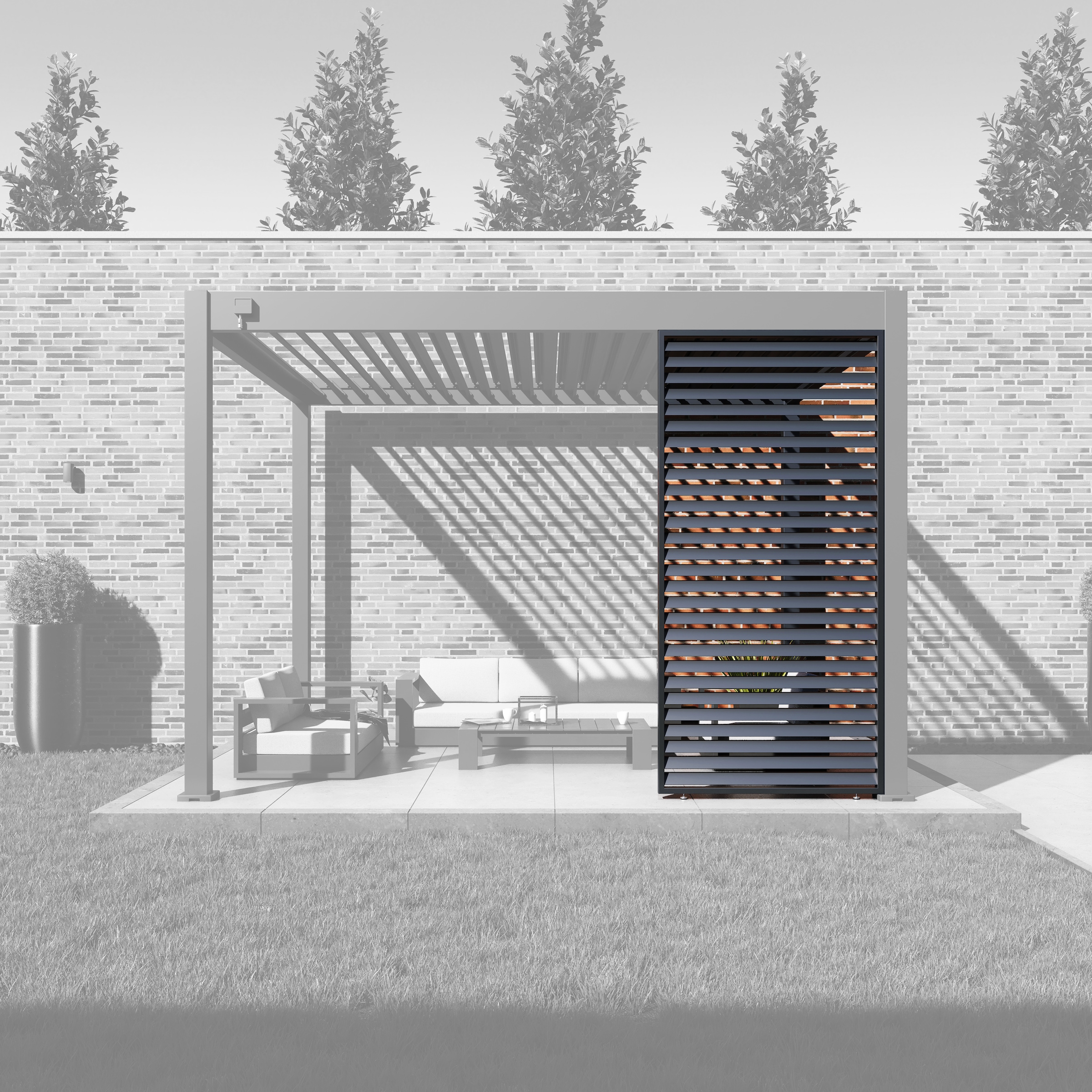 Paragon Pavillonseitenteil »Lamellen Sichtschutz für Pergola Grand Tuscan 10 Grau«