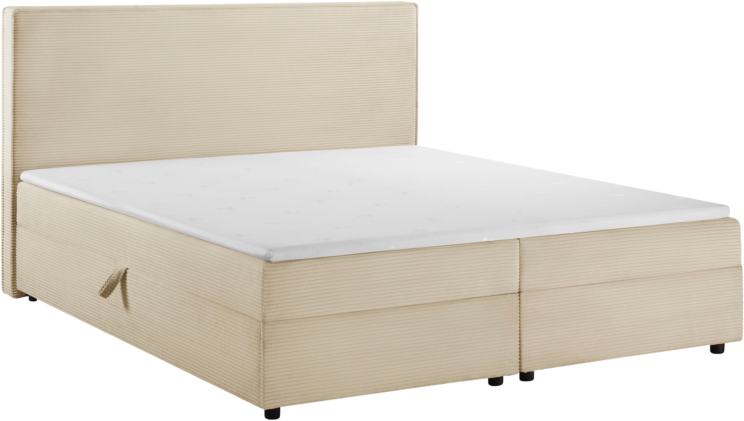 OTTO home Boxbett »Eliaas inkl. Bettkasten und Topper, Liegefläche 180x200cm« erhältlich in hochwertigem Cord-Stoff, inkl. Aufbauvideo