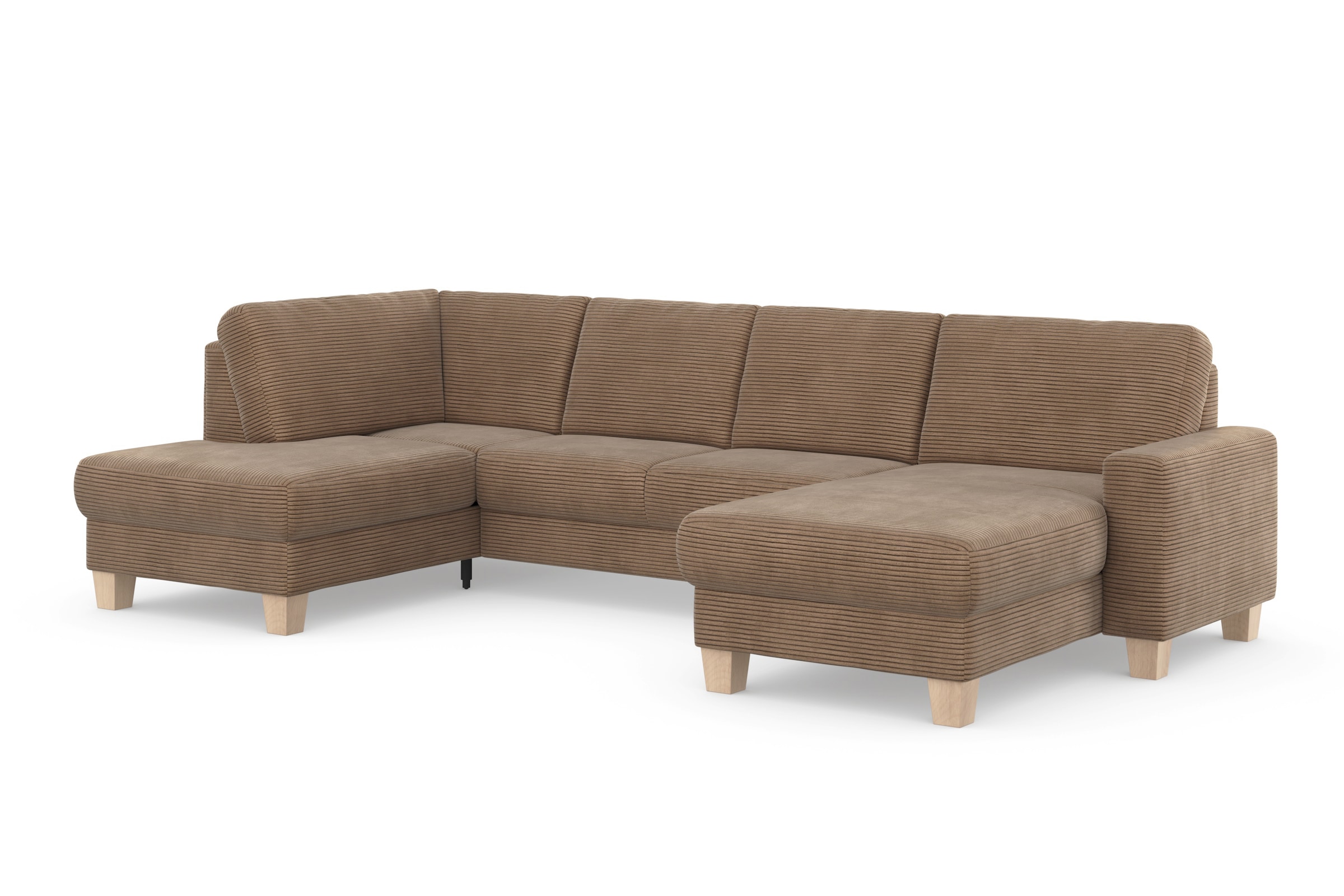 Home affaire Wohnlandschaft »Summer U-Form«, mit oder ohne Bettfunktion und Bettkasten, Cord-Bezug