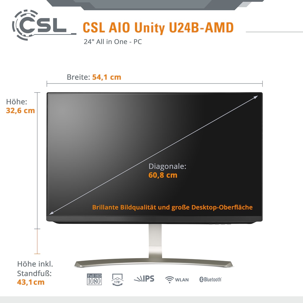 CSL Gaming-PC »Unity U24B-AMD / 4300GE / 1000 GB / 16 GB RAM / Win 11«