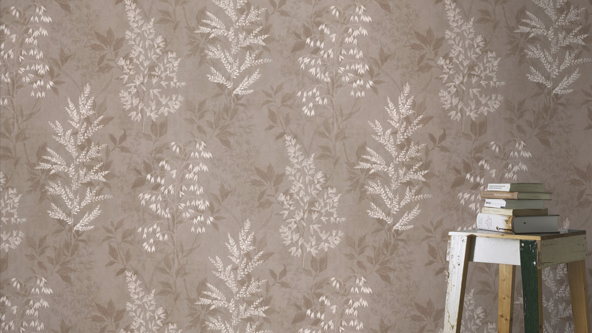 Papiertapete RASCH "mit Blattranken", braun, B:0,53m L:10,05m