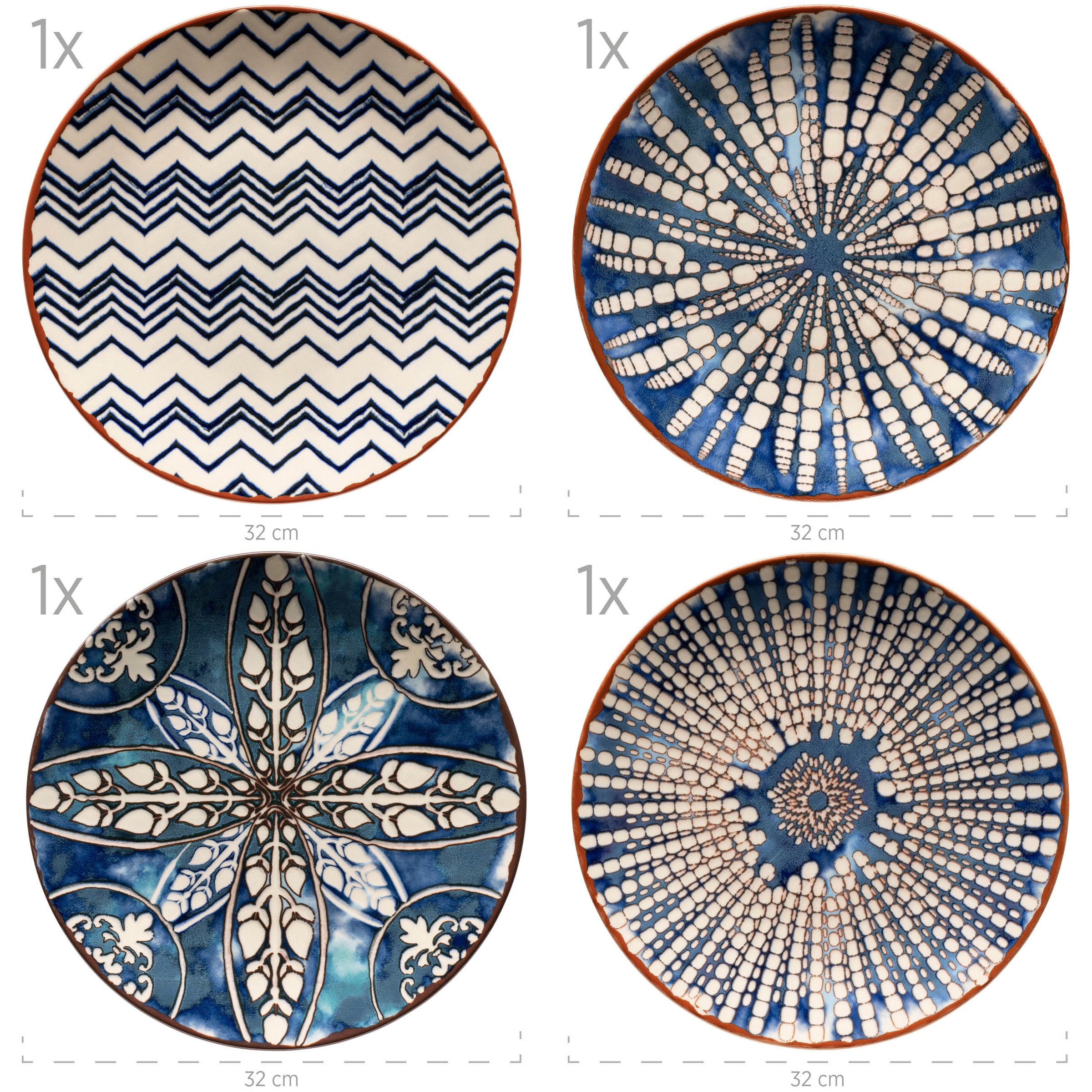 MÄSER Platzteller »Platzteller-Set Iberico Blue, Steinzeug«