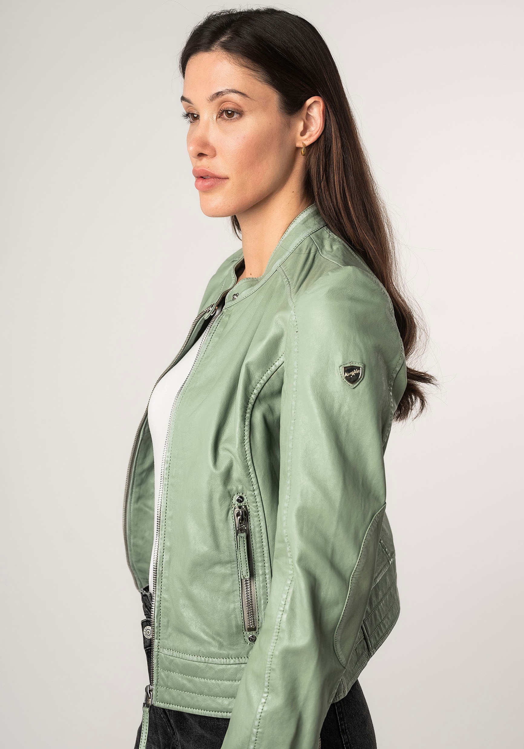 Mauritius Lederjacke »MWFilla«, mit kleinem Stehkragen