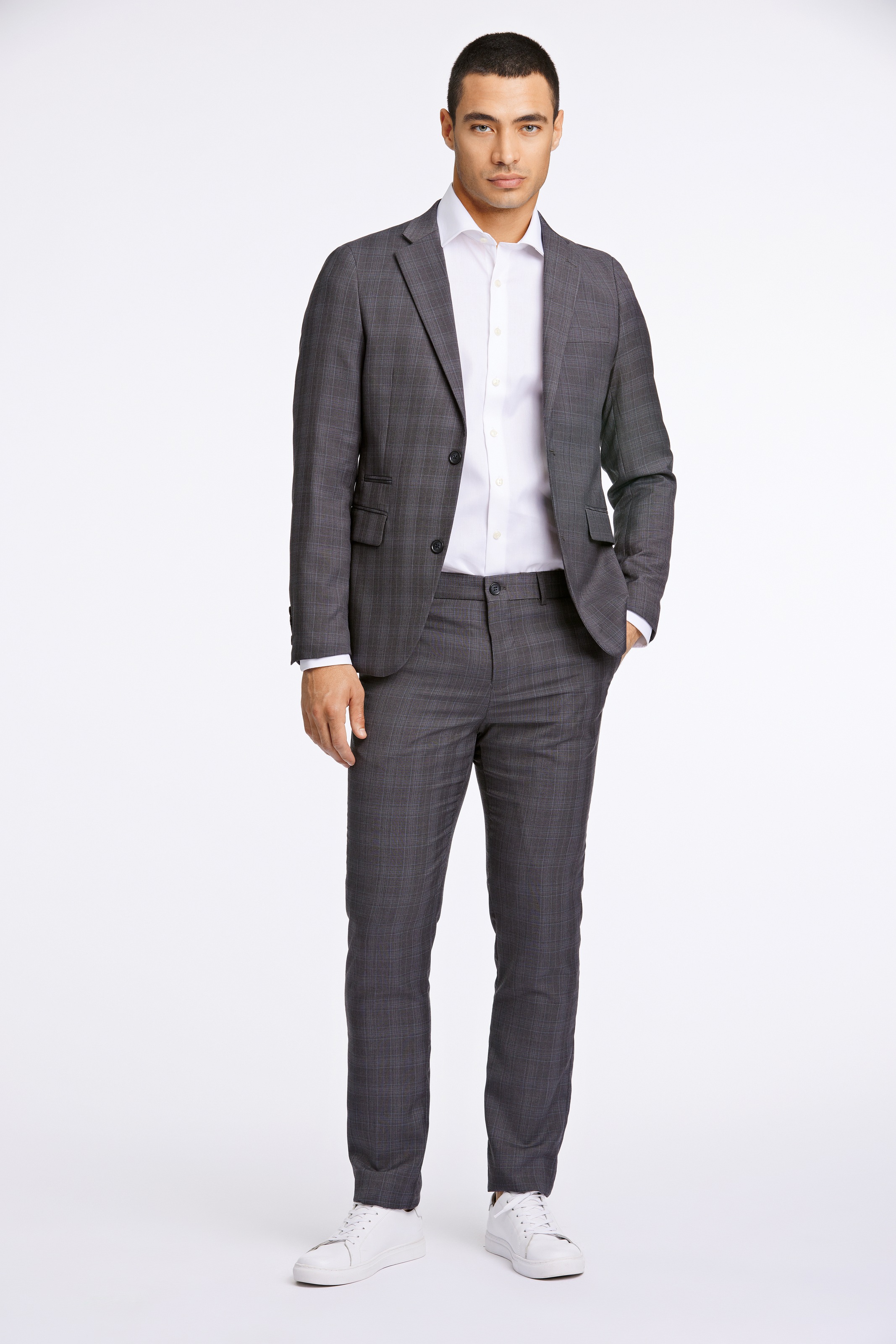 Anzug 2 tlg. slim fit in karierter Optik, Gr. 46, grey check