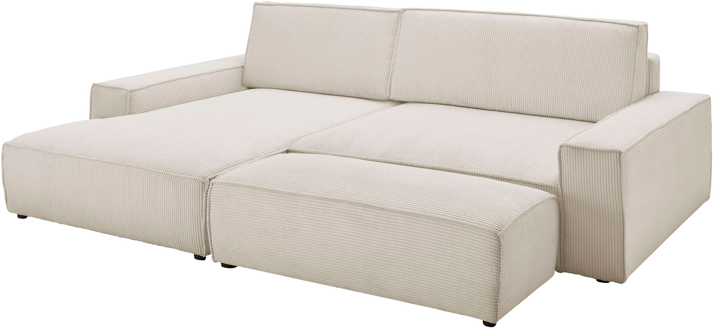 Home affaire Polsterecke »NEU: SHERWOOD XXL tief, L-Form mit Schlaffunktion, Big-Sofa mit Hocker«, (Set, 2 St.), stellbar zum Schlafsofa (Krokodilverbinder), Cord, Leinenoptik
