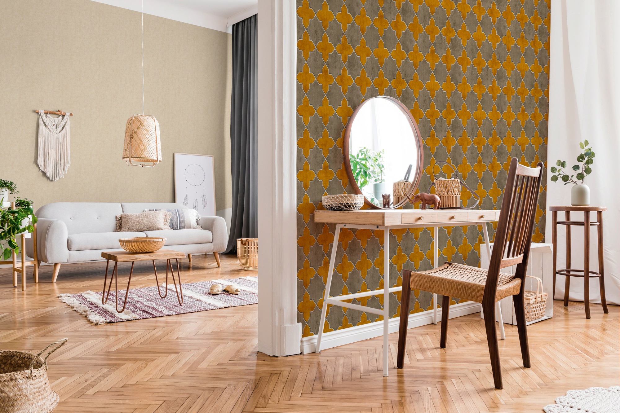living walls Vliestapete »New Walls Finca Home in Fliesen Optik«, grafisch-geometrisch-gemustert, Tapete Geometrisch Tapeten Wohnzimmer Schlafzimmer Küche Design Optik