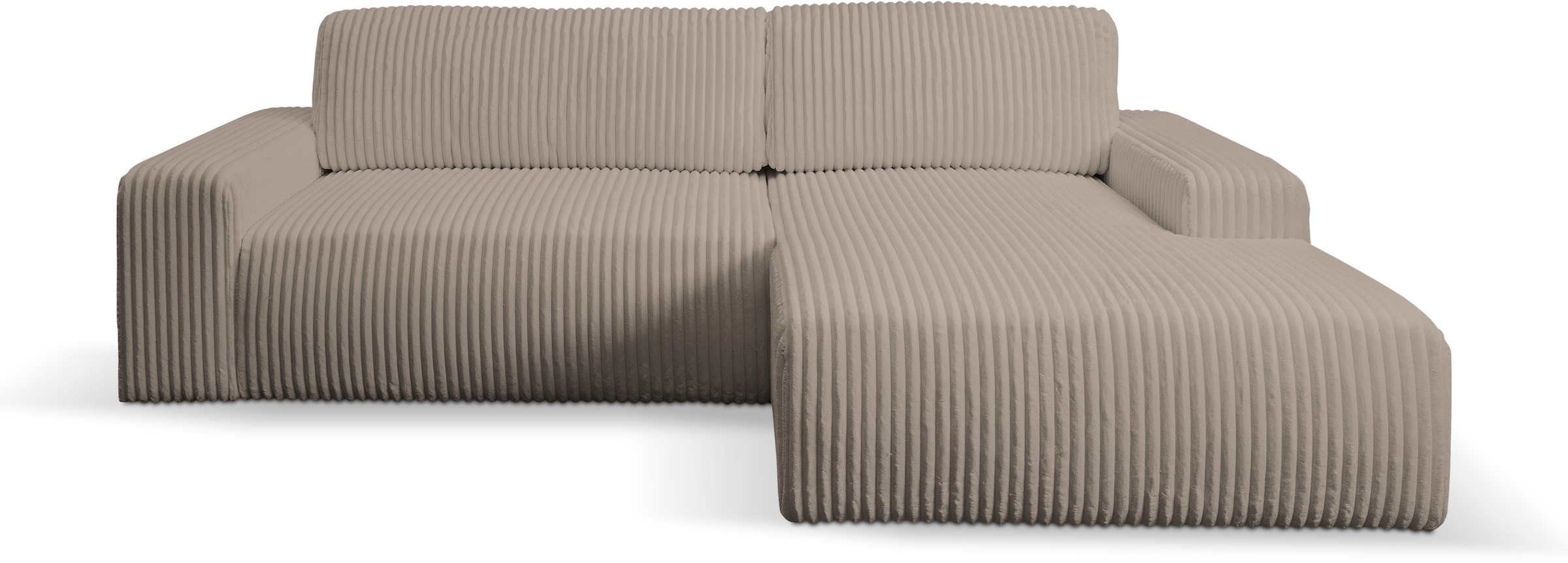 WERK2 Ecksofa »Rotterdam-L, kuschelweicher Cord oder Breitcord, L-Form, Breite 267 cm«, Design Ecksofa mit Schlaffunktion & Bettkasten, Breitcord, Taupe
