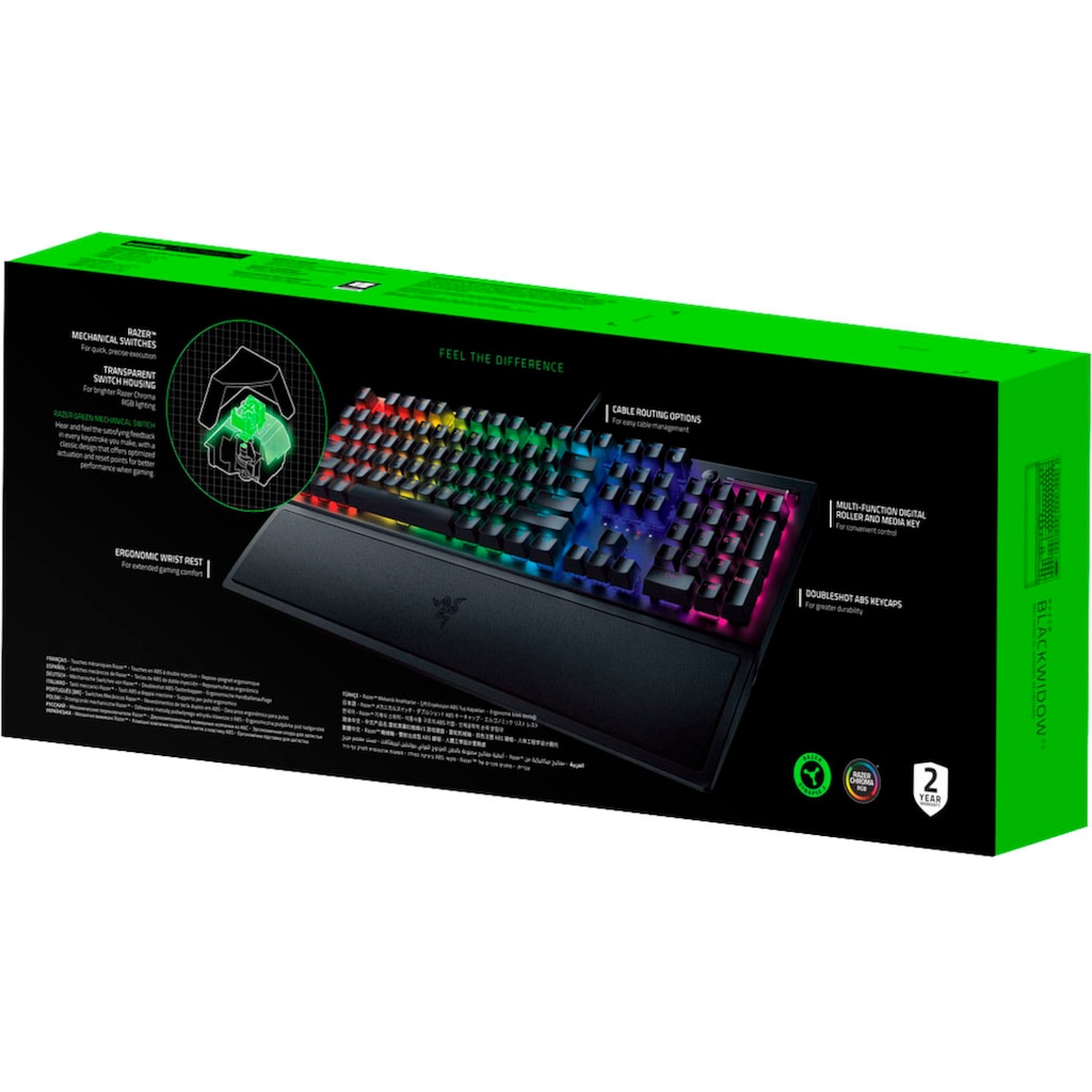 RAZER Gaming-Tastatur »BlackWidow V3 Green Switch«, (Fn-Tasten-Ziffernblock)