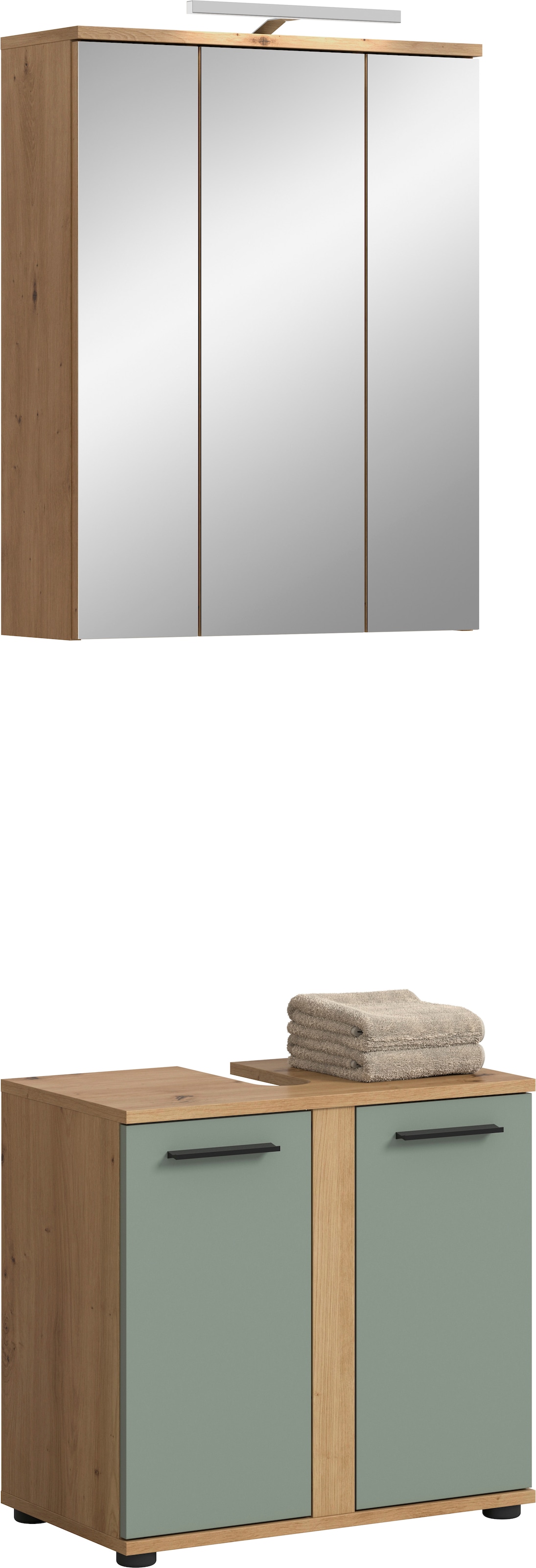 welltime Badmöbel-Set »LUCCA, 2 teilig, inklusive LED Beleuchtung, bestehend aus:« Set, 2 Stk. tlg.