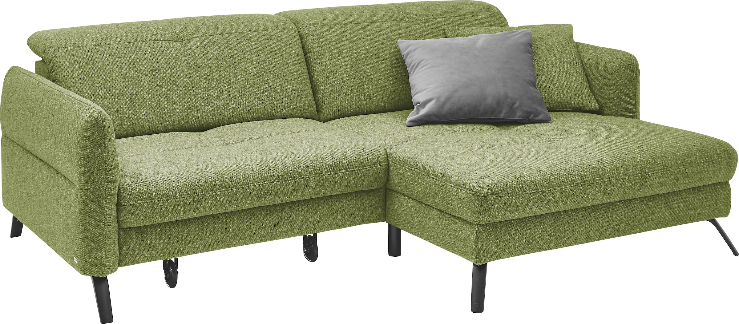 set one by Musterring Ecksofa »SO 4400 V« wahlweise mit motorischer Bettfunktion & Kopfverstellung, Fuß schwarz