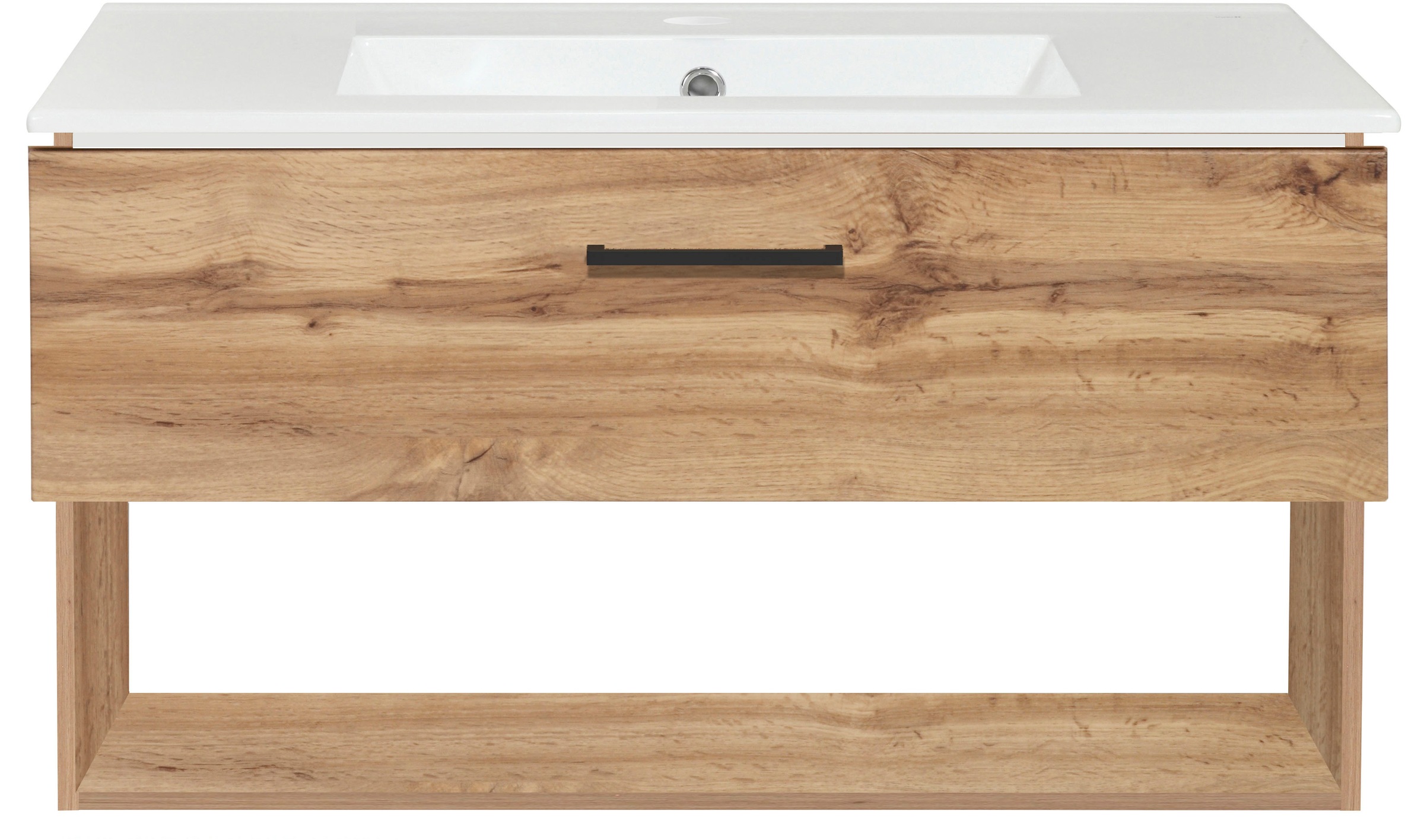 welltime Waschtisch »Trento Light, 60cm, 80cm, 100cm, Keramik-Auflagebecken«, 1 Auzug und 1 offenes Fach