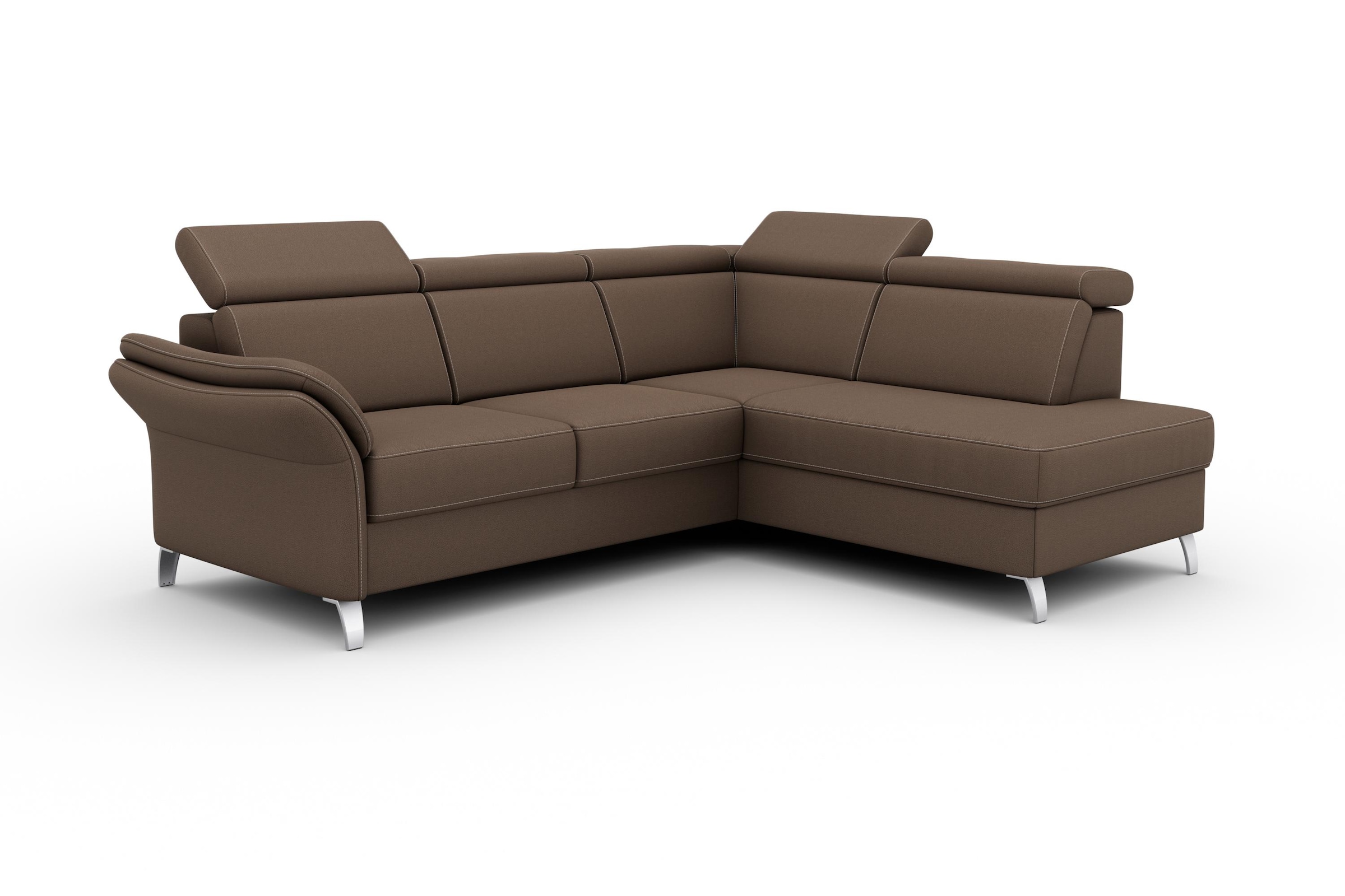 sit&more Ecksofa »Vincenzo L-Form«, inklusive Kopfteilverstellung, wahlweise mit Bettfunktion, Bettkasten