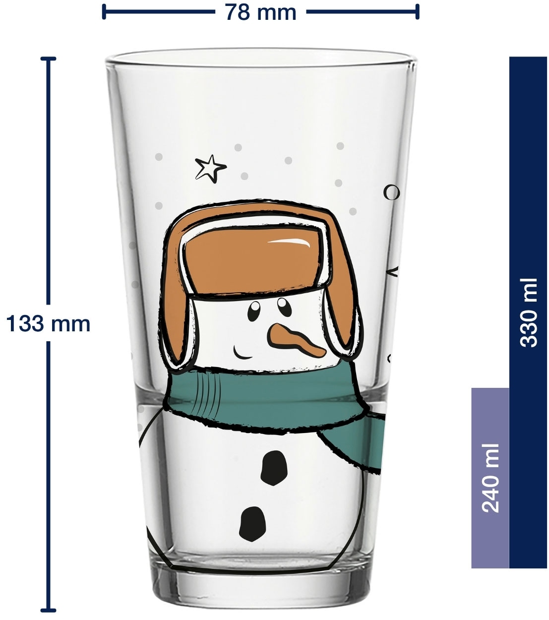 LEONARDO Gläser-Set »SILENZIO Trinkglas mit Motiv«, (Set, 6 tlg.), Schneemann, 6er Set, 330ml