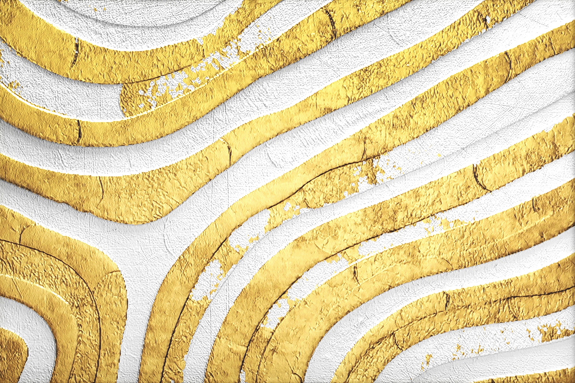 queence Leinwandbild »White and Gold« Abstrakt 1 Stk. tlg. mit sehr guten S günstig online kaufen