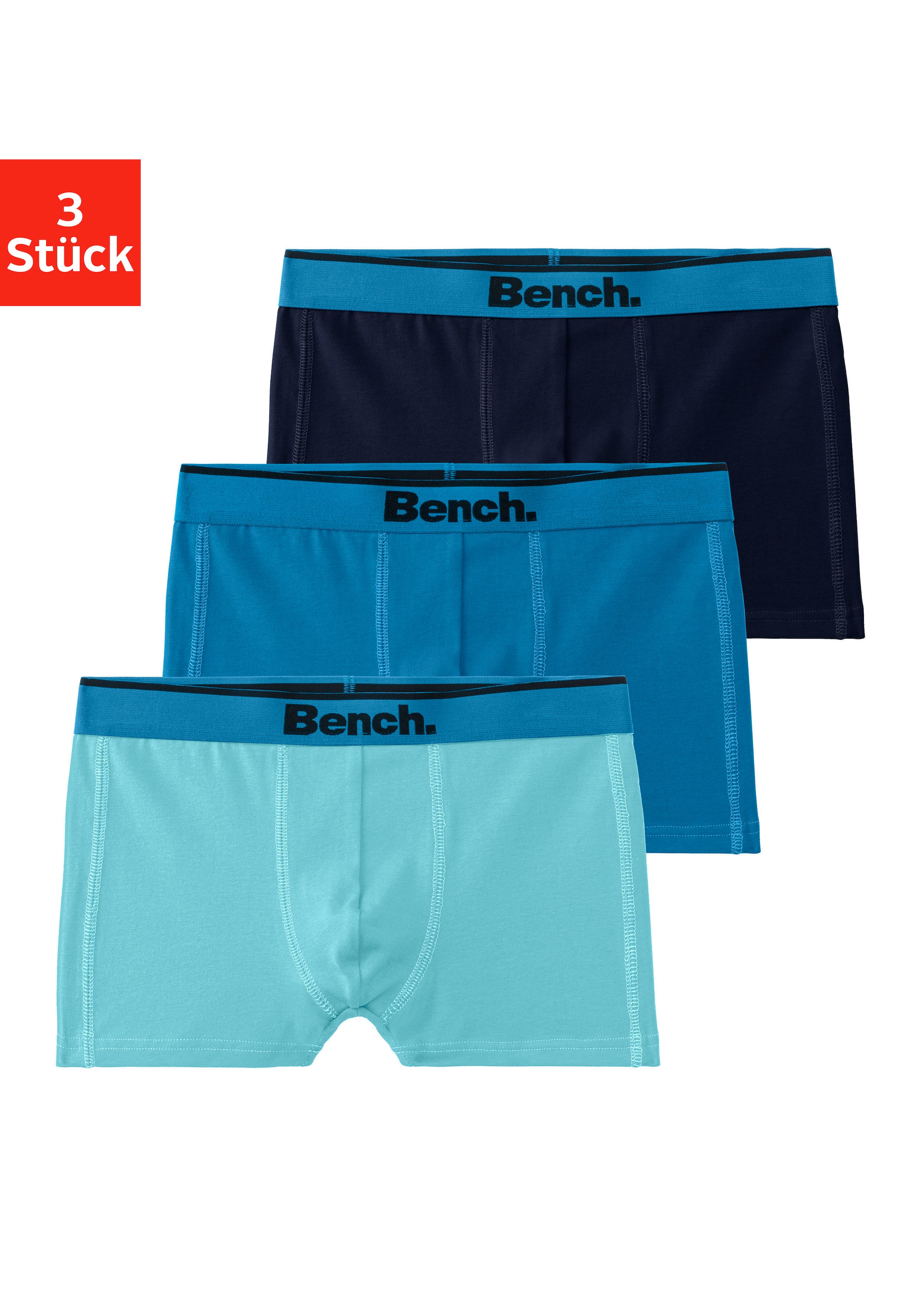 Bench. Boxer »Boxershorts für Jungen« Packung, 3 Stk. tlg., mit Ziernähten günstig online kaufen