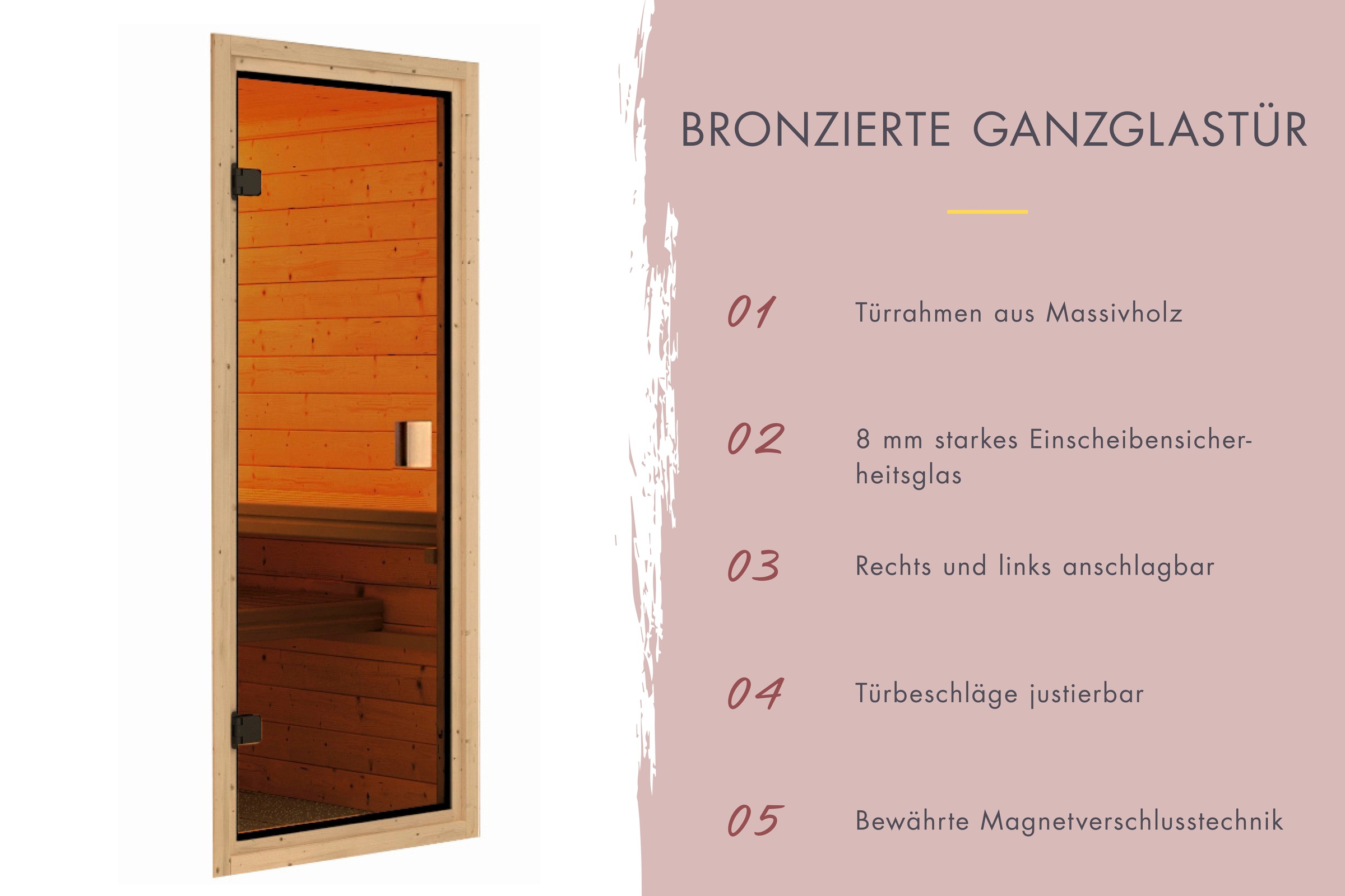 Karibu Sauna »"Sonja" mit bronzierter Tür naturbelassen«