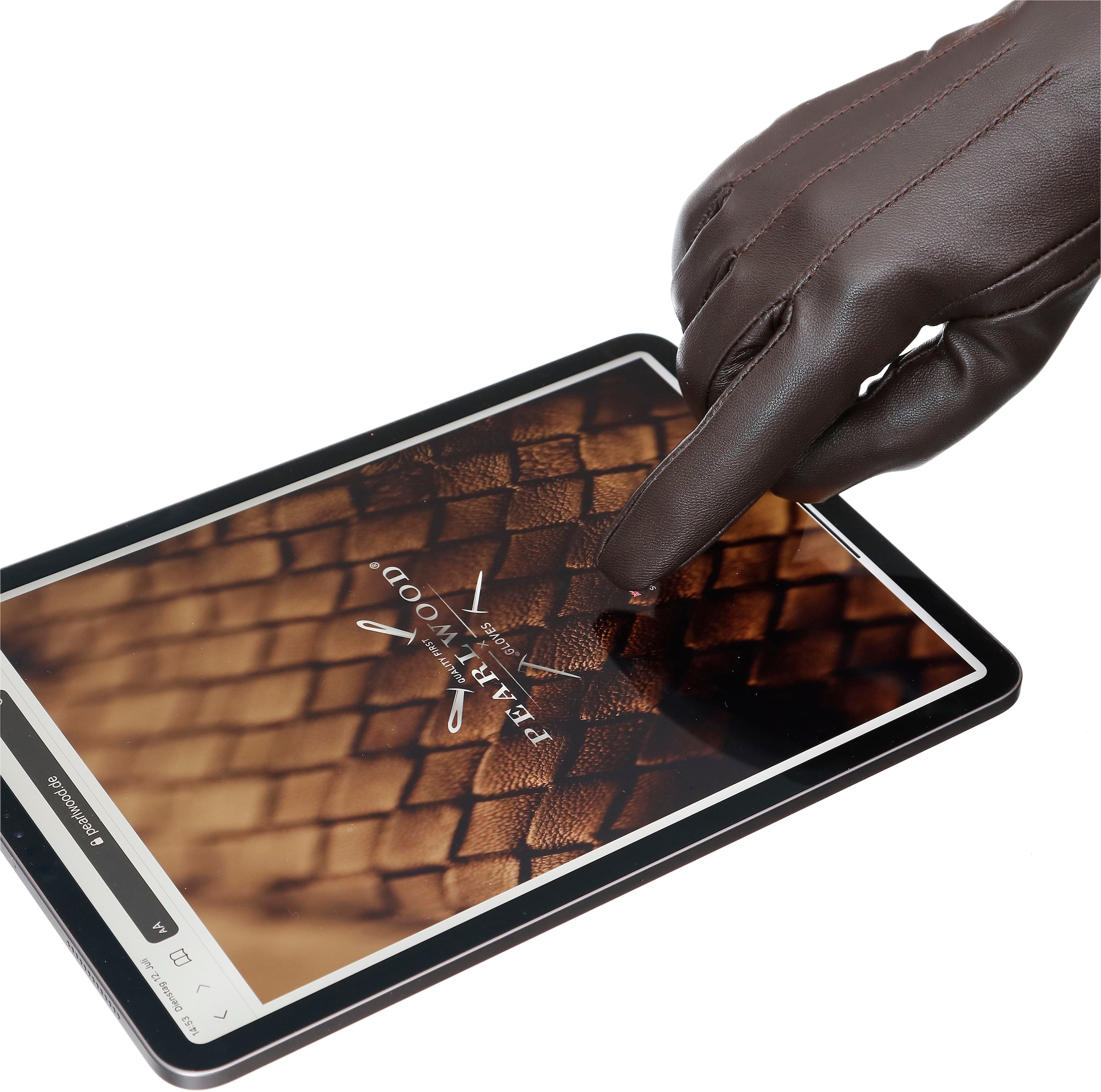 PEARLWOOD Lederhandschuhe »Daisy« Touchscreenfähig - mit 10 Fingern bedienbar, Ziernähte