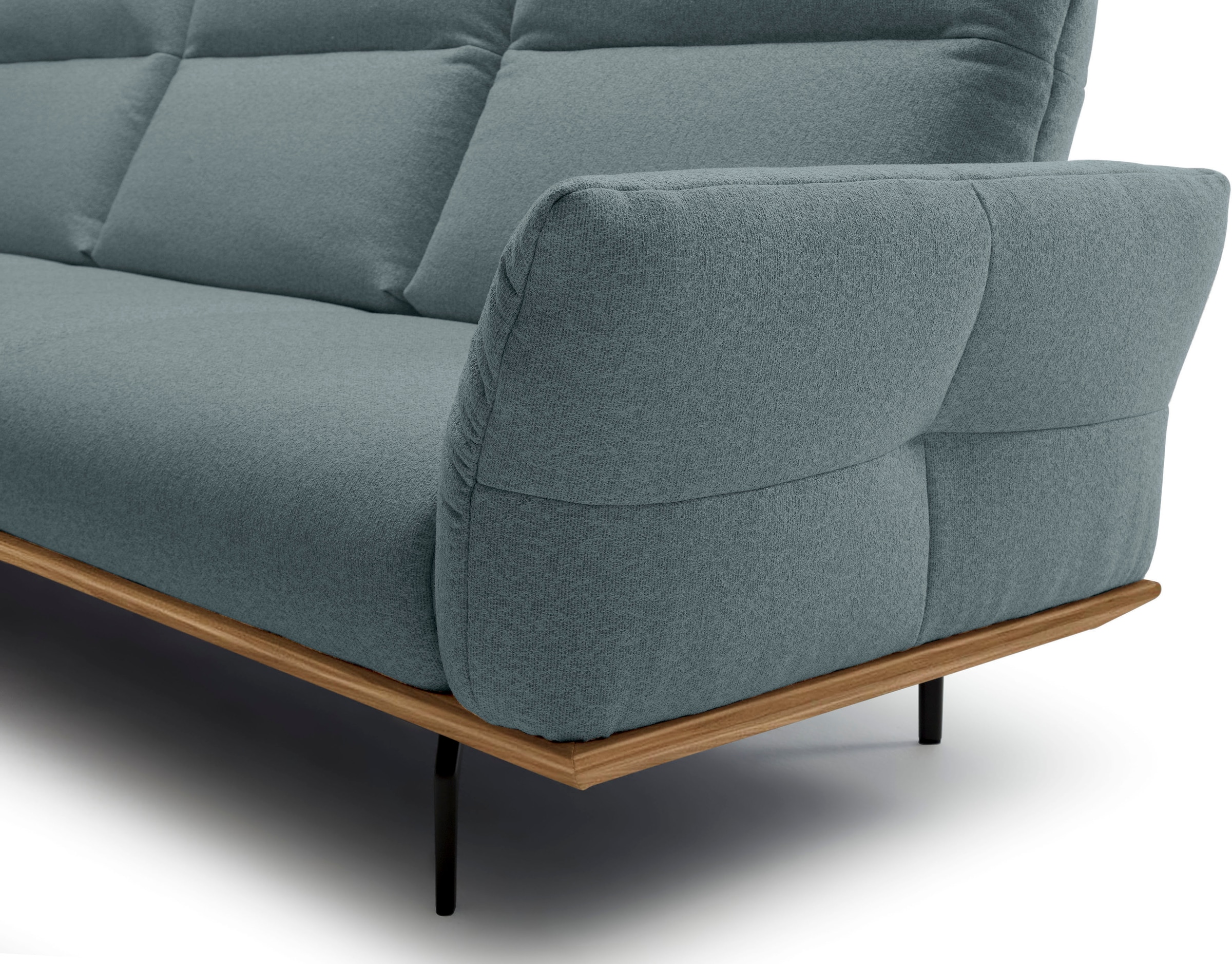 Creation BY ROLF BENZ Ecksofa »hs.460«, Sockel in Nussbaum, Winkelfüße in Umbragrau, Breite 318 cm
