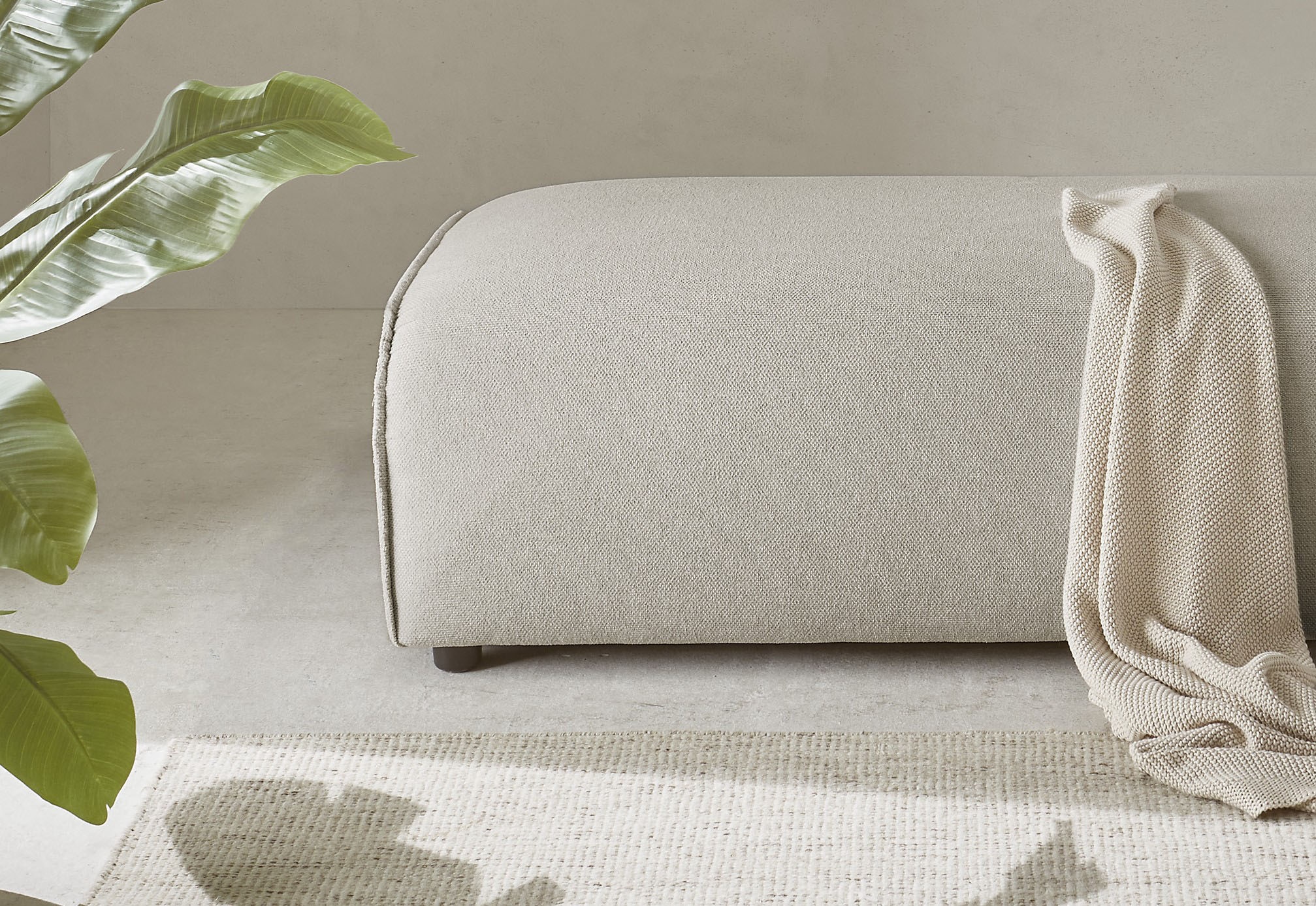 LeGer Home by Lena Gercke Hocker »PIARA, Polsterhocker mit Kedernaht in Cord oder Leinenoptik«, zur Serie PIARA, rechteckig, schwarze Füße, bequemer Sitzkomfort