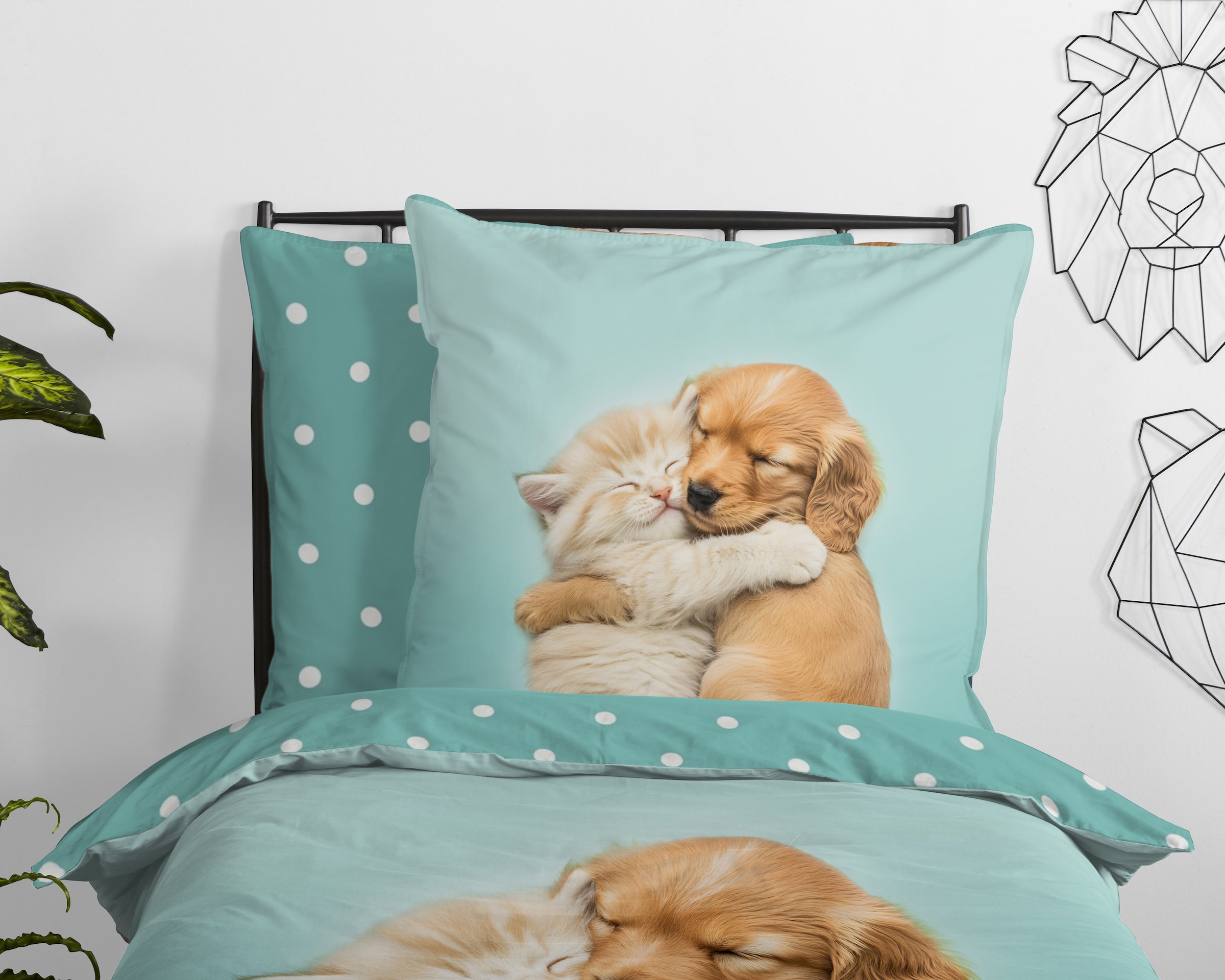 good morning Kinderbettwäsche »Paxy« 2 Stk. tlg. Baumwolle, Renforcé, Wendeoptik, Kind, Hund, Katze