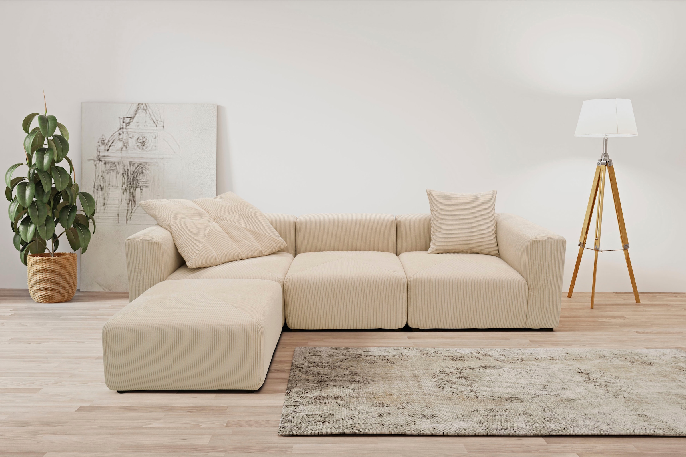 Home affaire Ecksofa »Gerrid L-Form« Cord-Bezug, Modulsofa, bestehend aus E günstig online kaufen