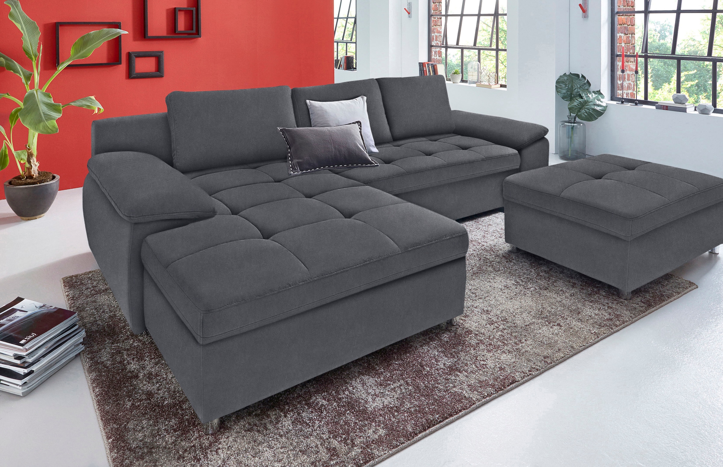 sit&more Ecksofa Labene, wahlweise mit Bettfunktion und Bettkasten, inkl. Rückenkissen