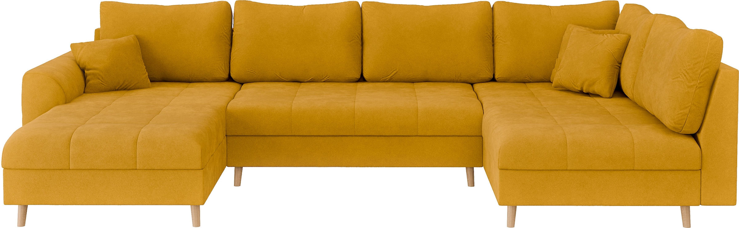 Home affaire Wohnlandschaft »CHARRE U-Form mit Ottomane, Maße B/T/H: 310/161/81 cm«, feine Steppung, lose Rücken- und Zierkissen, auch in Cord und Bouclé