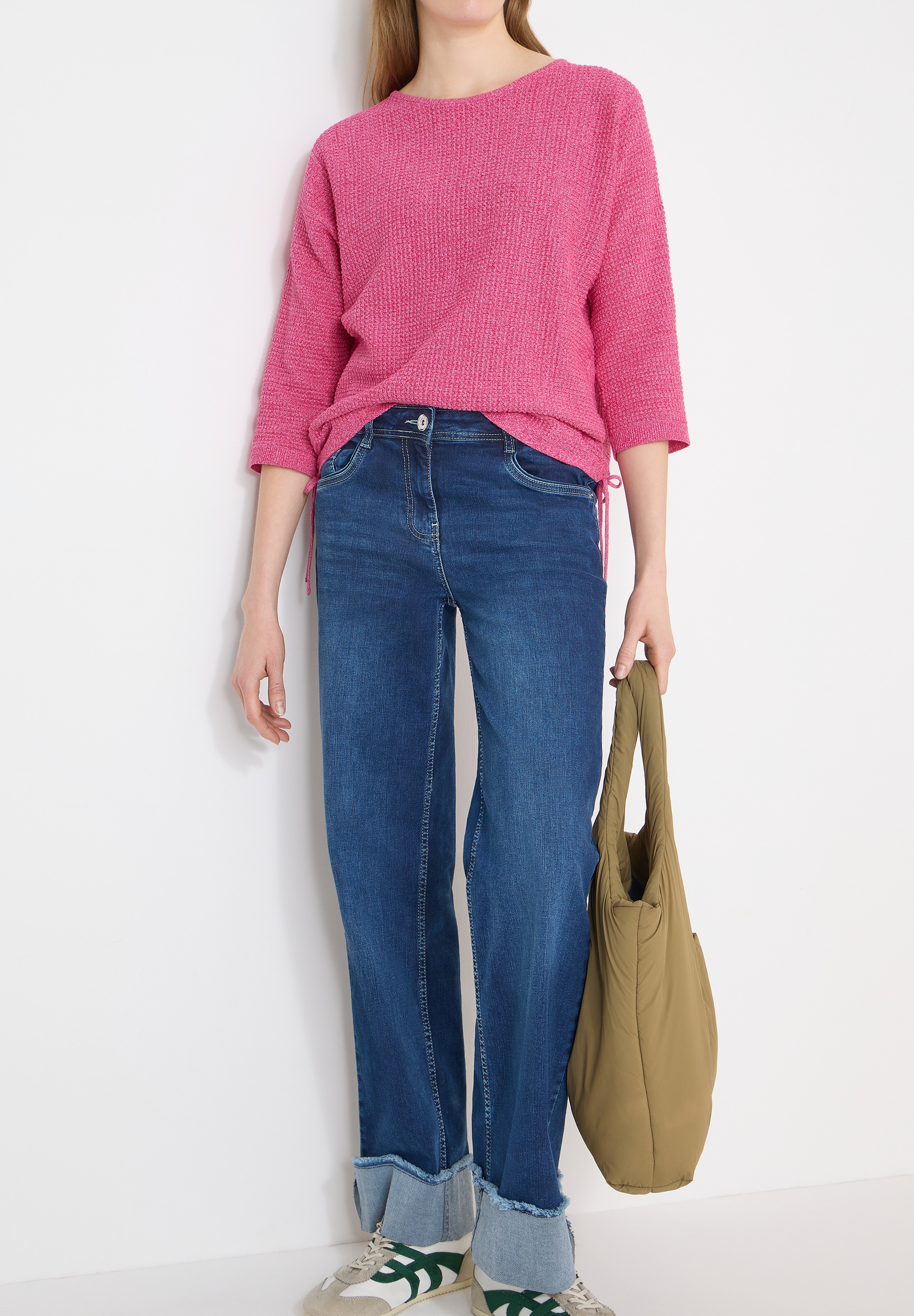 Cecil 3/4 Arm-Pullover mit seitlicher Raffung und Bindebändern