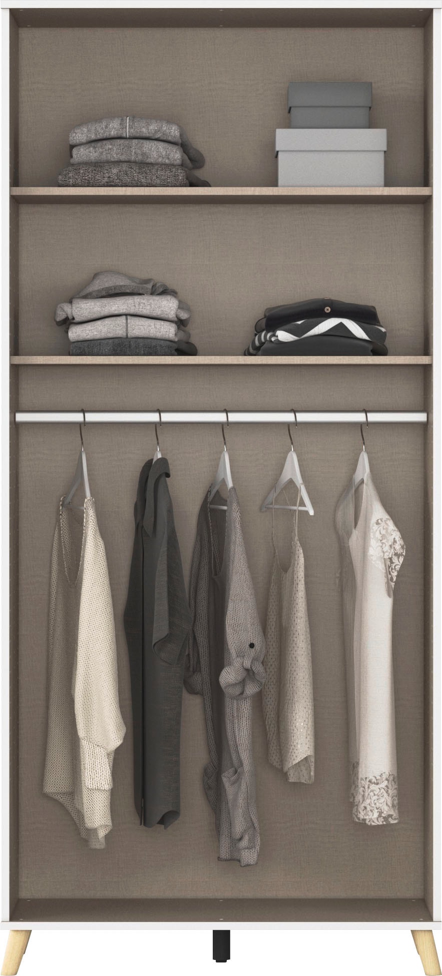 rauch Kleiderschrank »Ottos Choice Skandi Kinderzimmer Bestseller Schlafzimmerschrank FALUN« Breite 92/137/182, Höhe 203 cm,  im modernen Skandi-Look, Füße/Griffe Eiche massiv MADE IN GERMANY