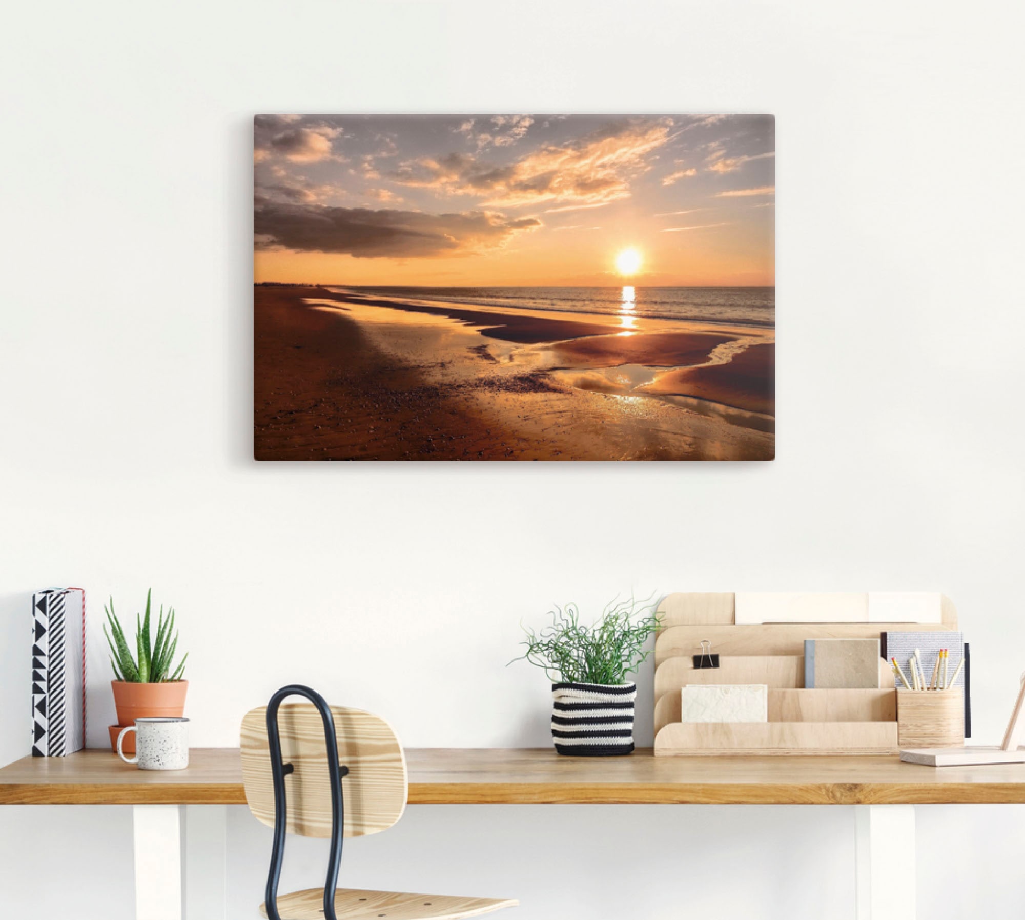 Artland Wandbild »Sonnenuntergang am Mittelmeer«, Strand, (1 St.), als Lein günstig online kaufen