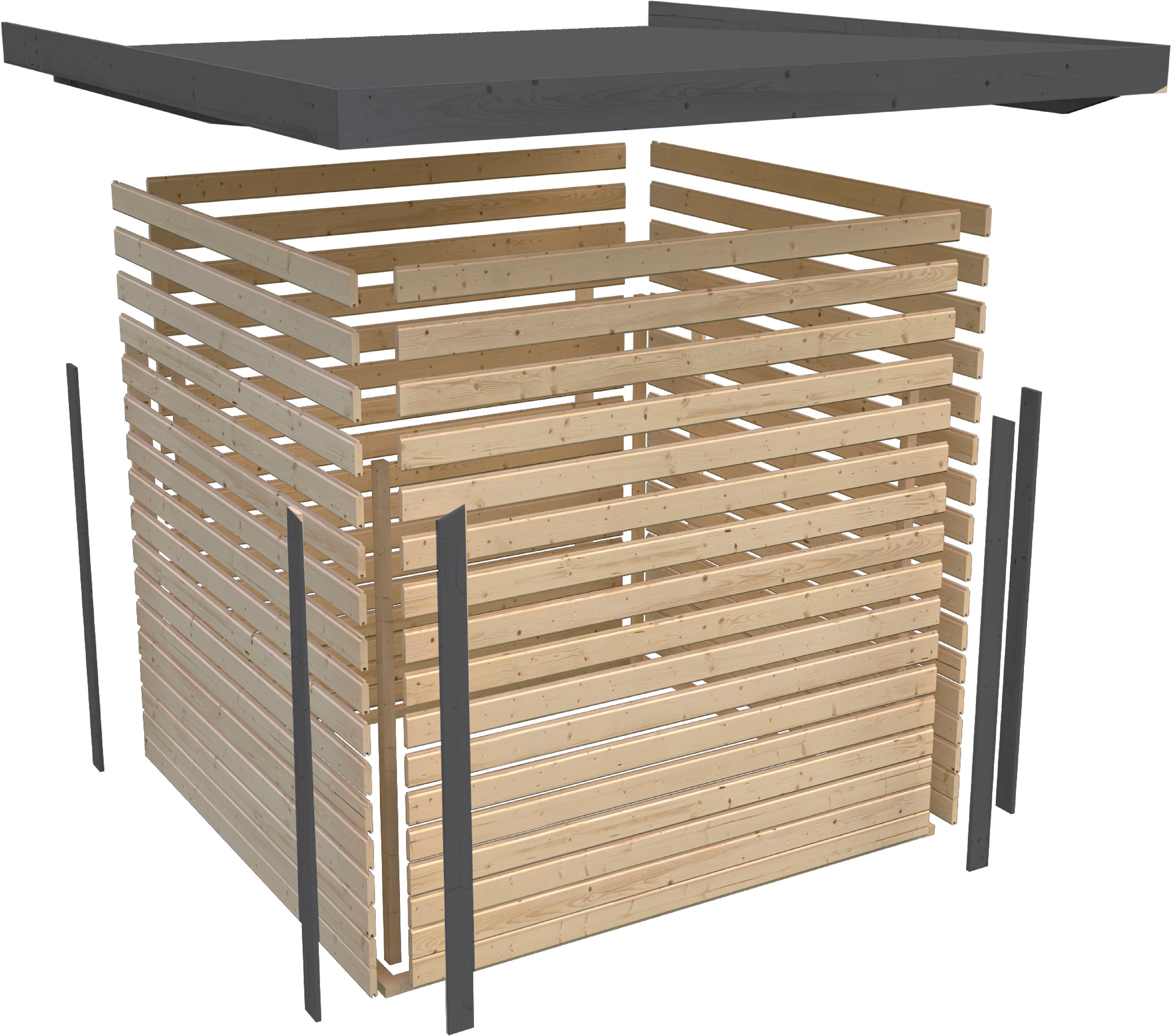 Karibu Gartenhaus »Jupiterino 3,5  SET, in verschiedenen Farben« inkl. Anbaudach