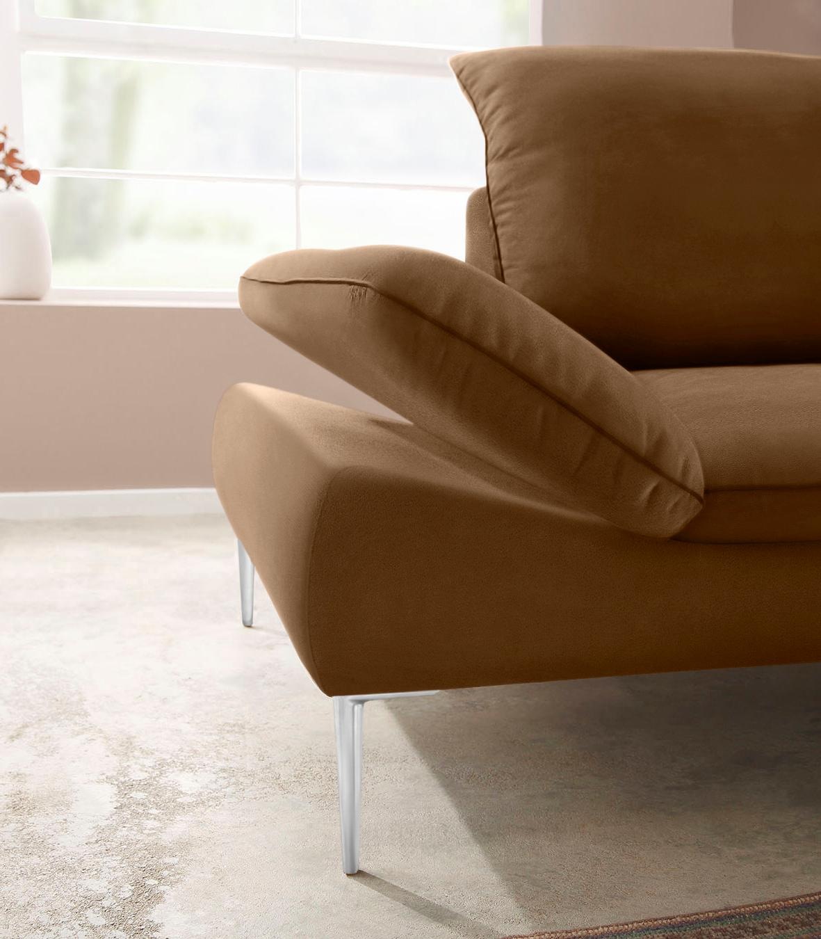 W.SCHILLIG Ecksofa »enjoy&MORE, Designsofa, elegant und bequem, L-Form«, mit Sitztiefenverstellung, Füße Chrom glänzend, Breite 294 cm