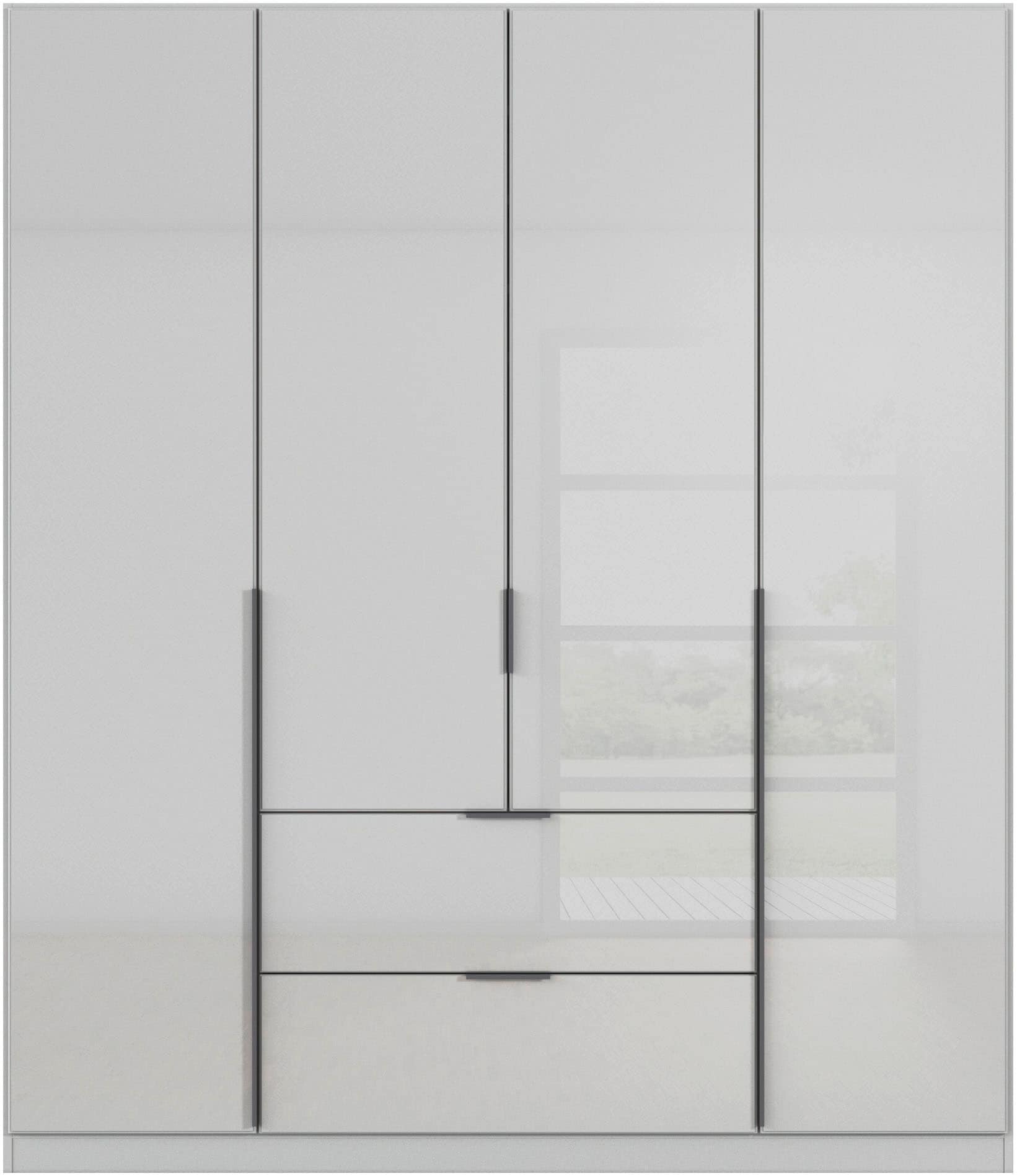 rauch Drehtürenschrank »Kleiderschrank Kleiderschränke Schrank Garderobe AGORDO mit Glasfront«, (in zwei Griff-Farben mit Glasfront), mit Außenschubkästen, in 6 Breiten und 2 Höhen MADE IN GERMANY