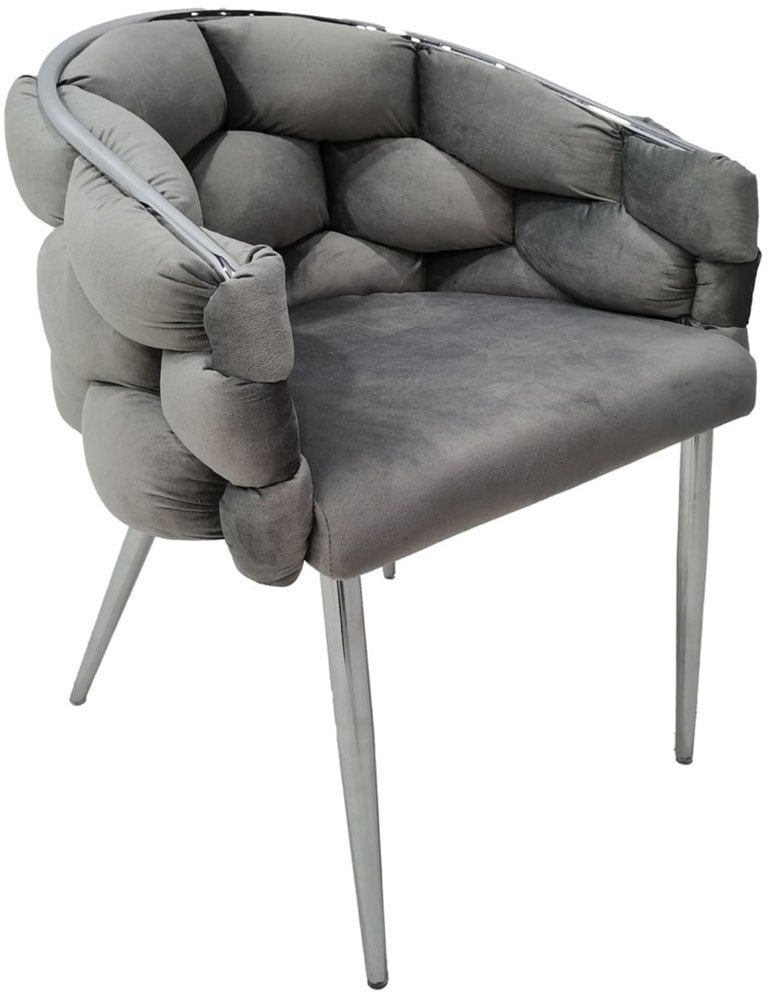 Kayoom Polsterstuhl »Stuhl Grace 125 2er-Set, Gestell aus Eisen, bequem gepolstert«, (Set), 2 St., Graziöses Design, absolutes Eye-Catcher, geflochtener Rücken