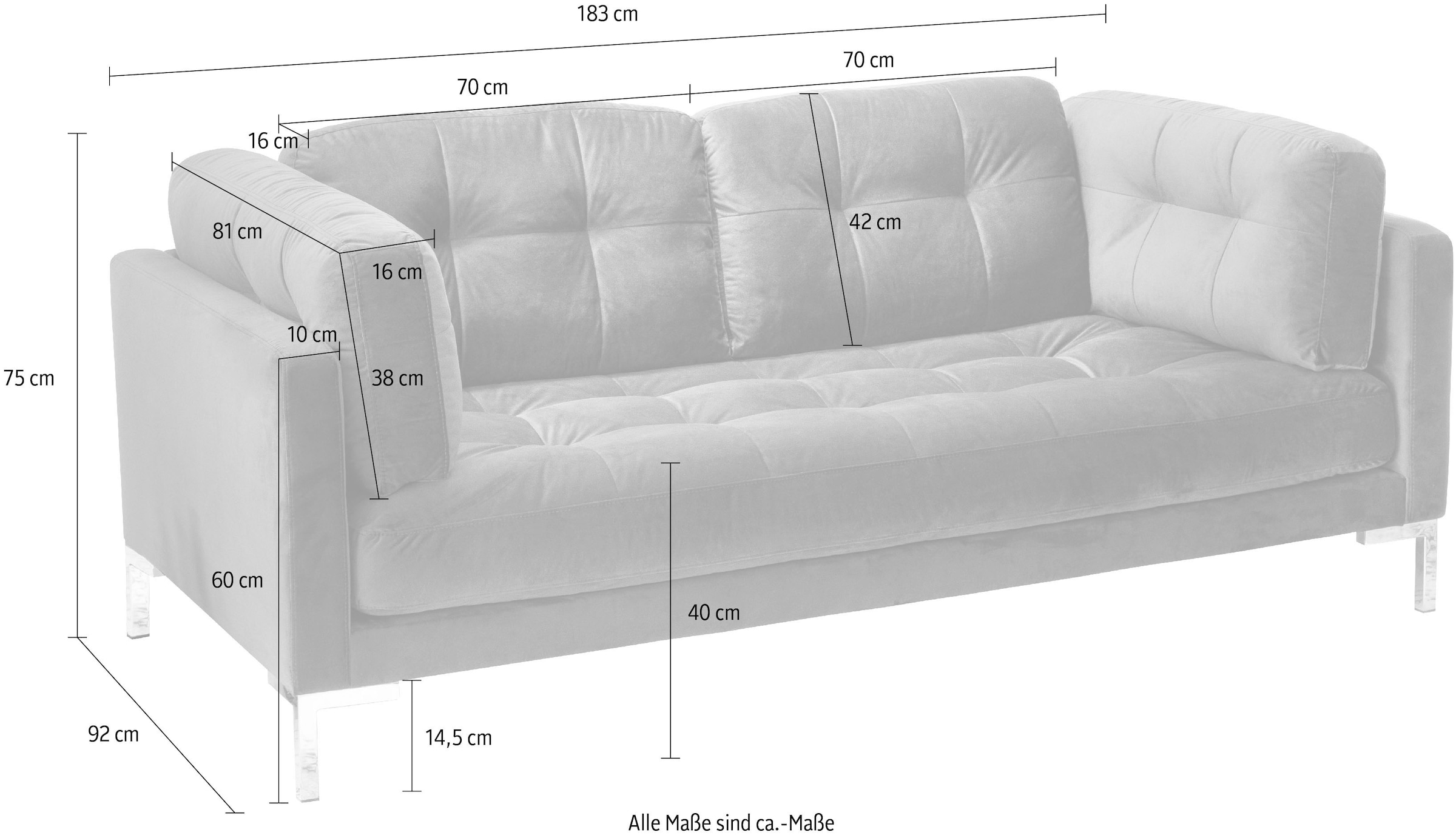 Trends by HG 2-Sitzer »Landau« in Cord-Stoff mit Metallfuß