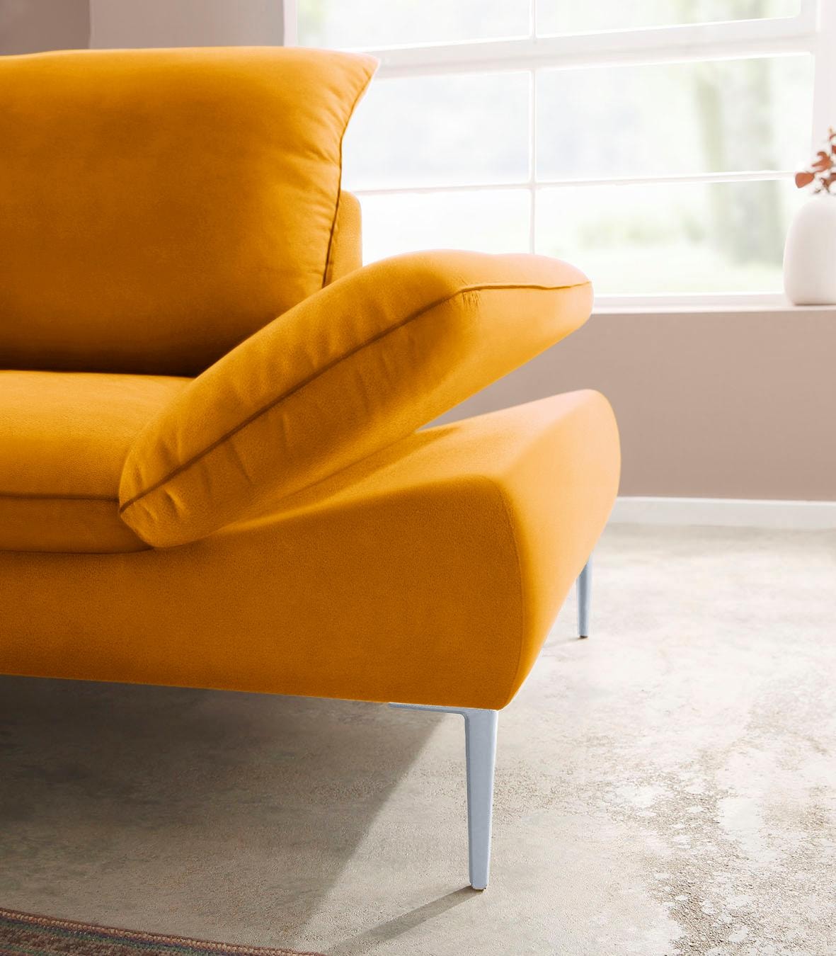 W.SCHILLIG Ecksofa »enjoy&MORE, mit tollem Sitzkomfort, elegant und bequem, L-Form«, mit Sitztiefenverstellung, Füße silber matt, Breite 294 cm