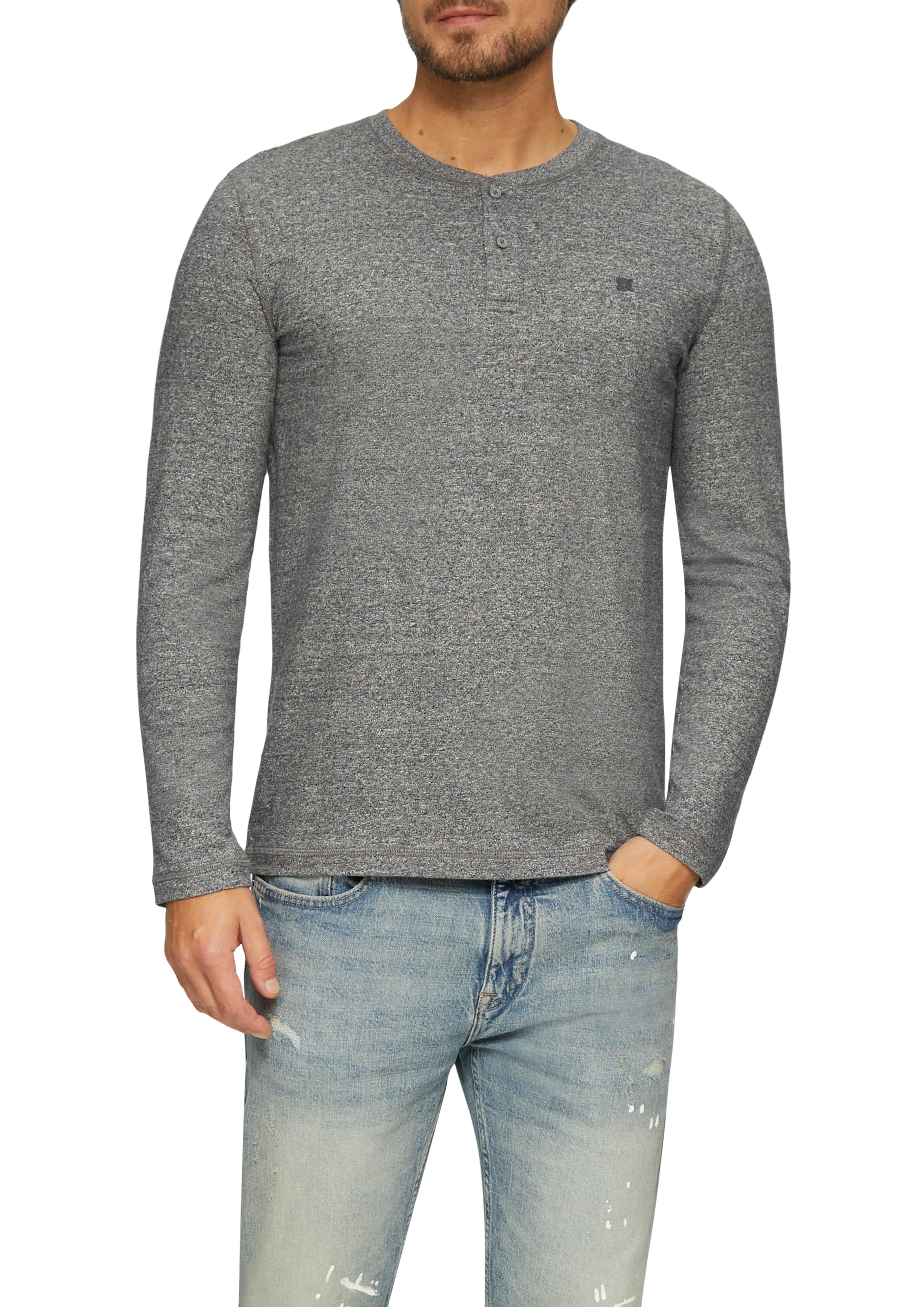 Henleyshirt, mit Henley Kragen