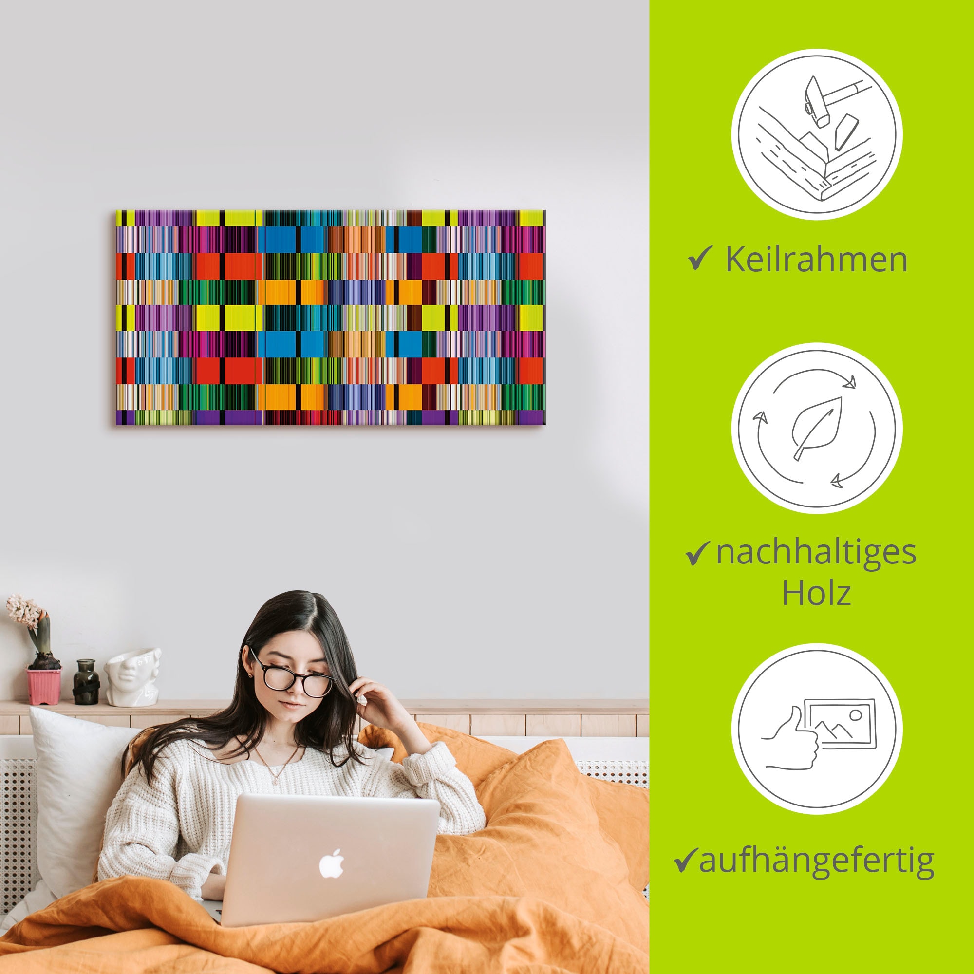 Artland Wandbild »Bunte Streifen«, Muster, (1 St.), als Leinwandbild in verschied. Größen