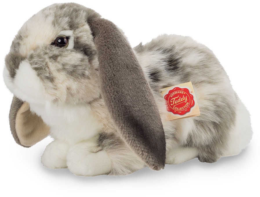 Teddy Hermann® Kuscheltier »Widderkaninchen liegend grau-weiß, 30 cm«, zum Teil aus recyceltem Material