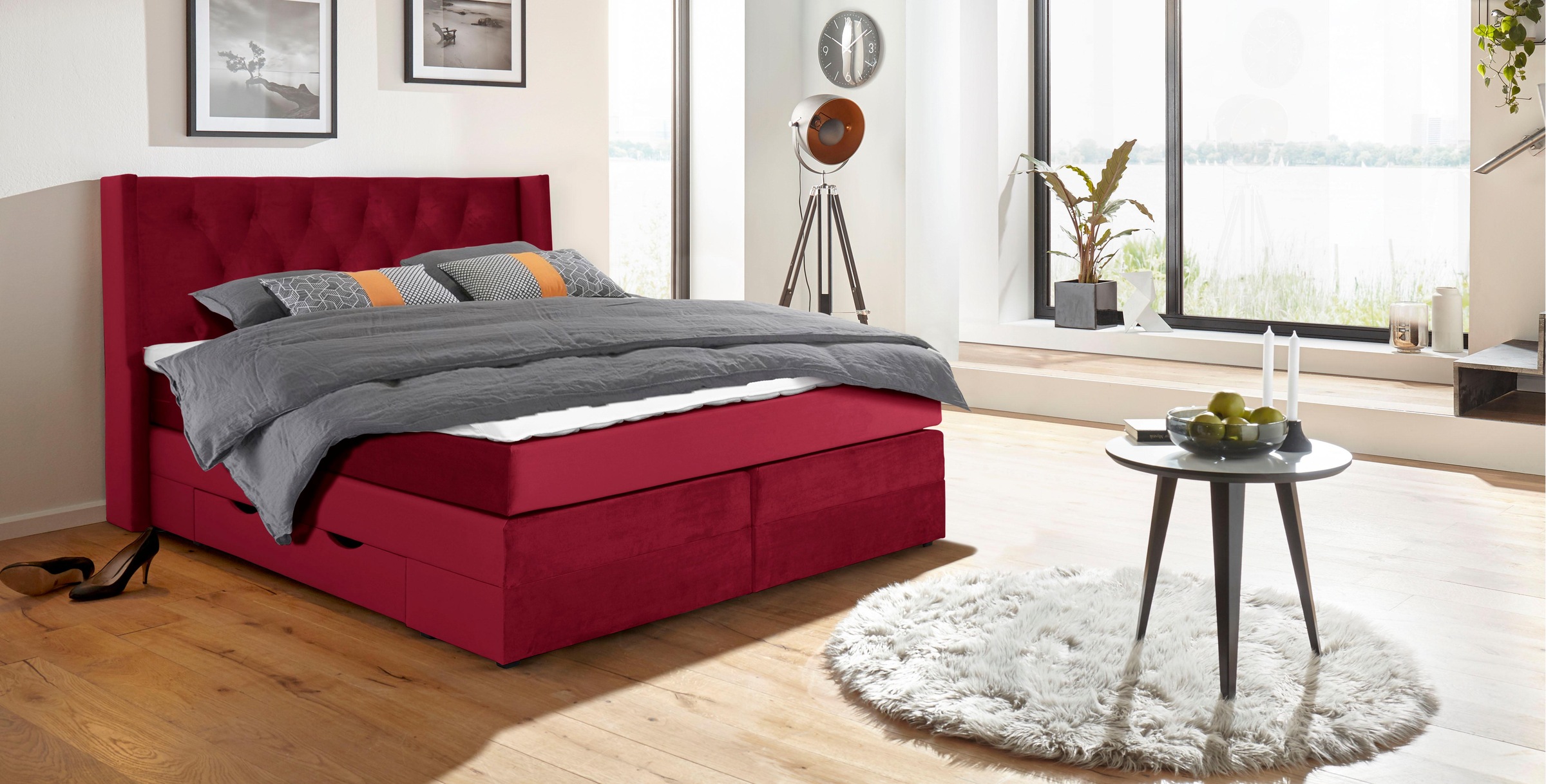 Home affaire Boxspringbett »Elegance« mit schöner Knopfheftung, in den Härt günstig online kaufen