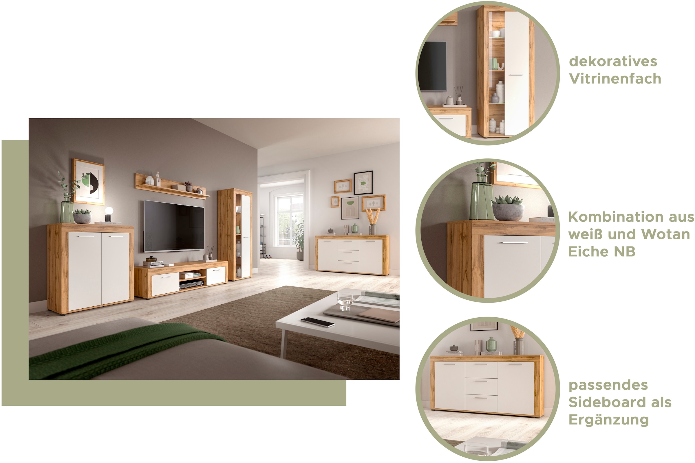 INOSIGN Lowboard »Aosta, Breite 160 cm, in verschiedenen Farbausführungen«, mit 2 Klappen und 2 offenen Fächern, TV-Board, Mediaboard, TV-Möbel