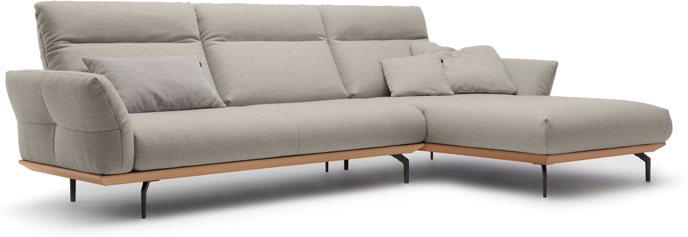 Creation BY ROLF BENZ Ecksofa »CR.460«, Sockel in Eiche, Winkelfüße in Umbragrau, Breite 318 cm