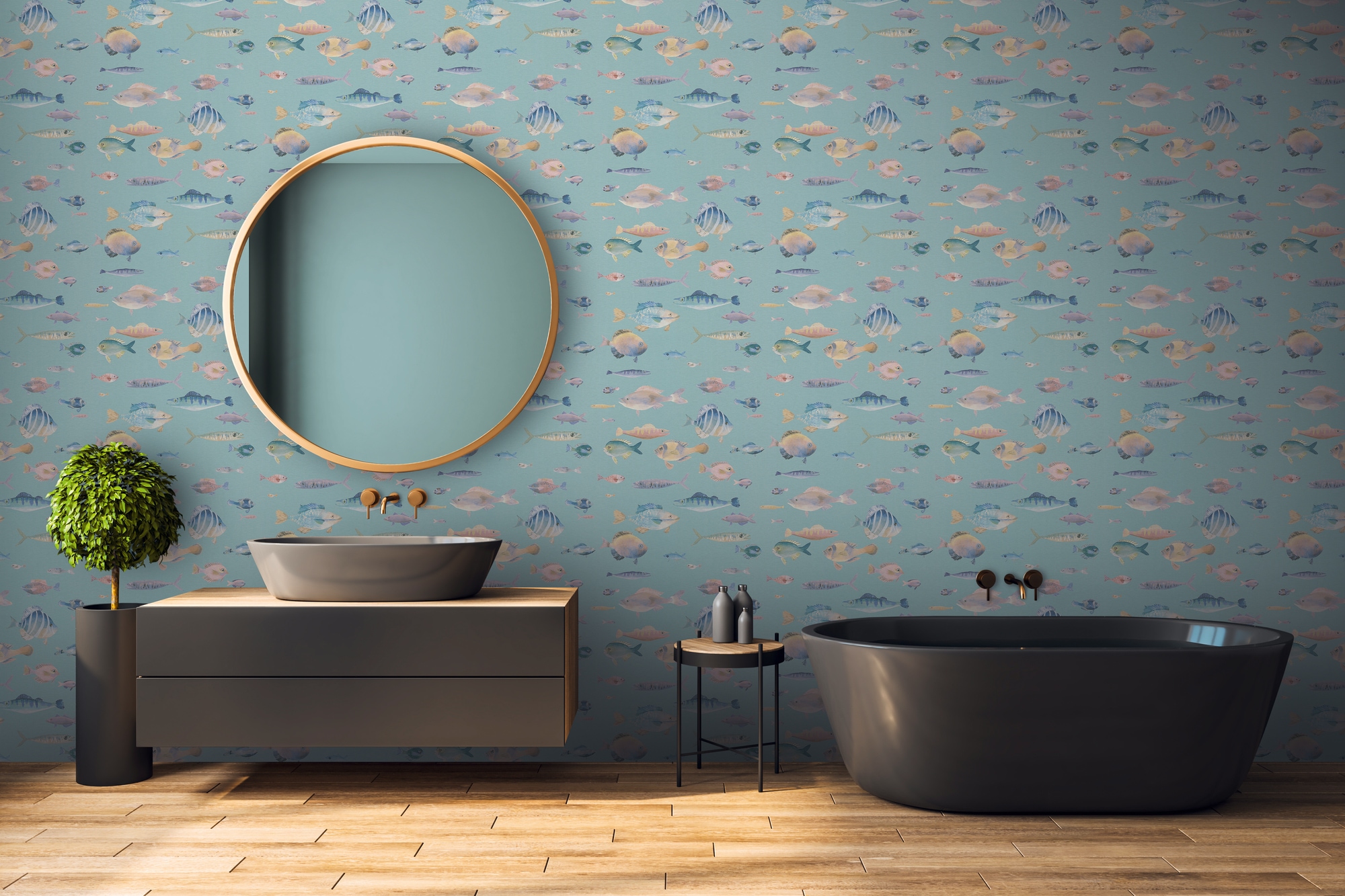 A.S. Création Vliestapete »PintWalls II Tapete mit Fischen Mustertapete mit Tieren Tiere« matt strukturiert Vliestapete Kinderzimmer für Schlafzimmer Küche Wohnzimmer Fische Flur