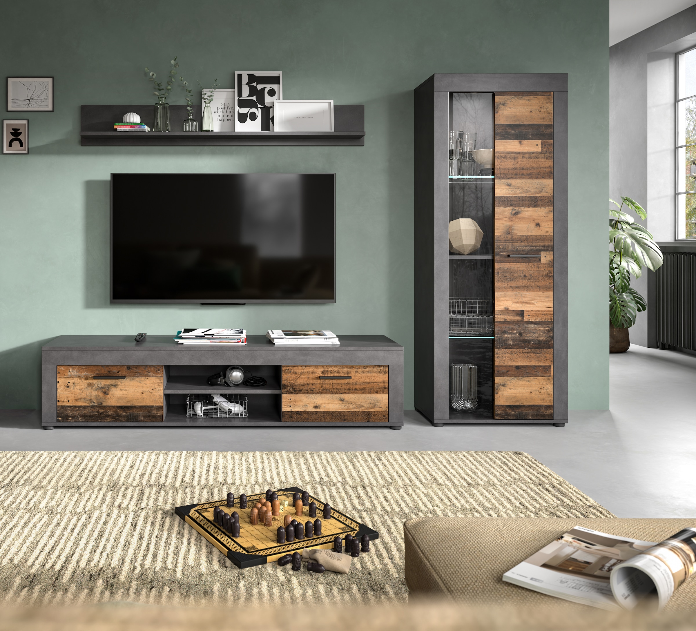 INOSIGN Wohnwand »Aosta, Breite 235cm, bestehend aus Lowboard, Wandboard, V günstig online kaufen