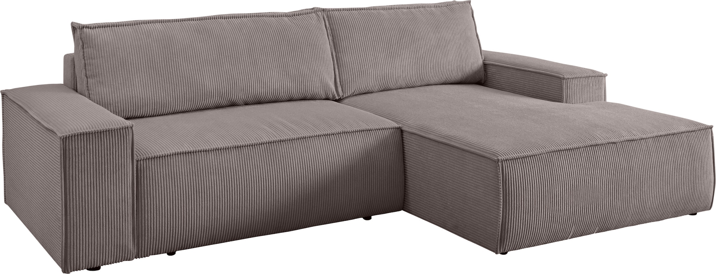 Home affaire Ecksofa »SHERWOOD Schlafsofa 267 cm, L-Form,«, Schlaffunktion mit Bettkasten (210x136 cm), Cord, Vintage, Samtvelours