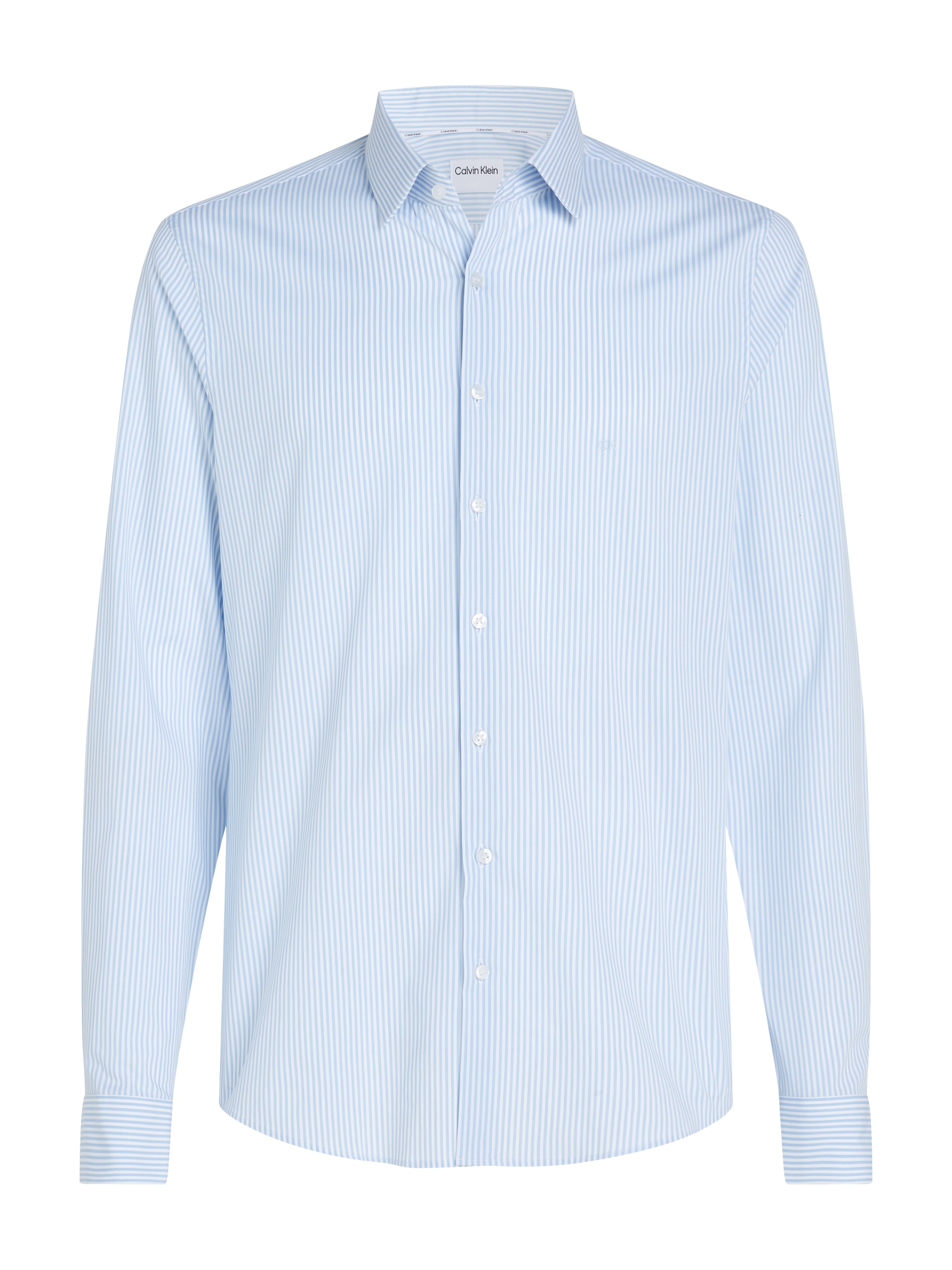 Calvin Klein Langarmhemd »POPLIN STRIPE SLIM SHIRT« mit Logoprägung