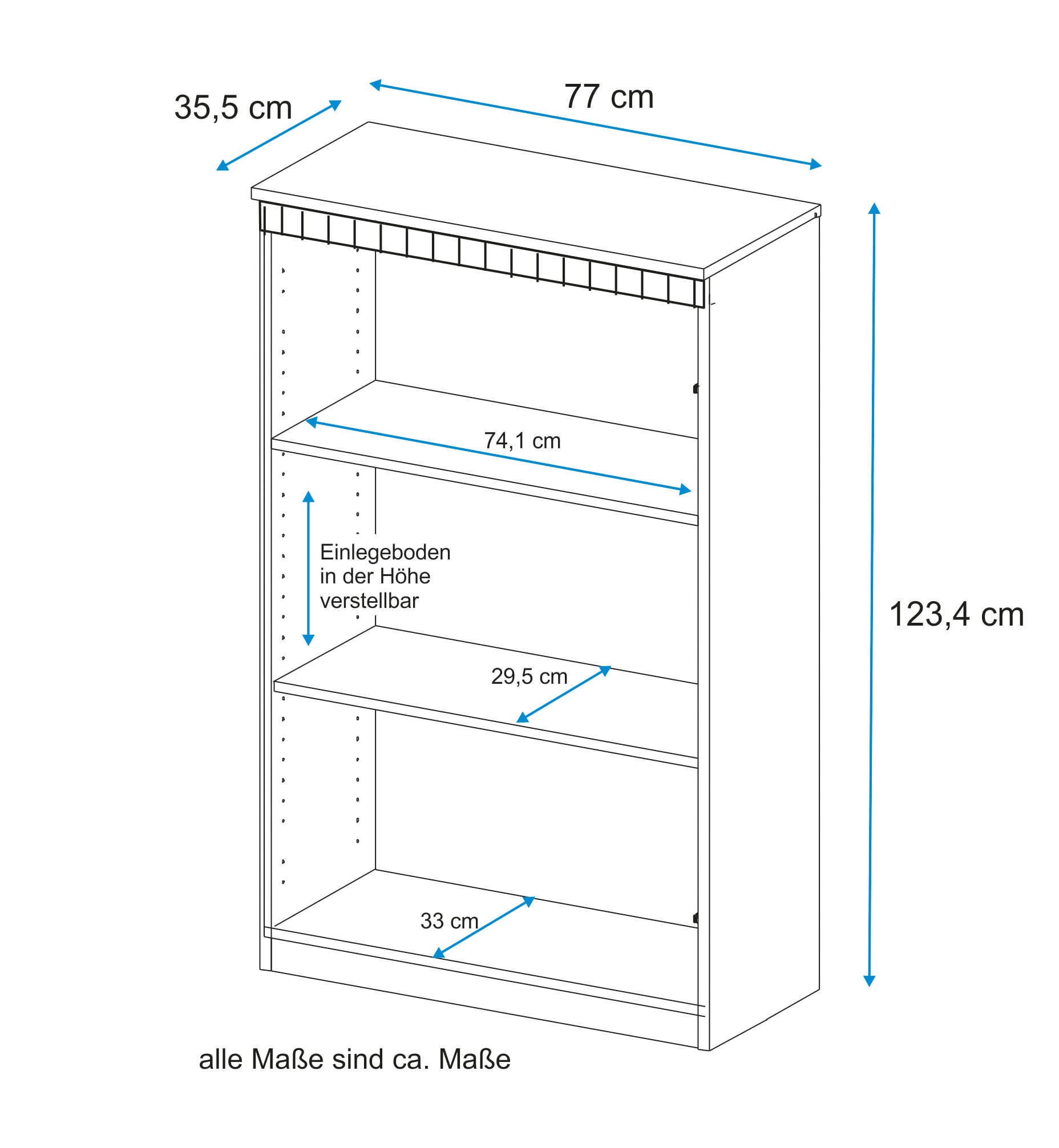 VOGL Möbelfabrik Aktenregal, Höhe 124 cm, für 3 Ordnerhöhen geeigent, Made in Germany